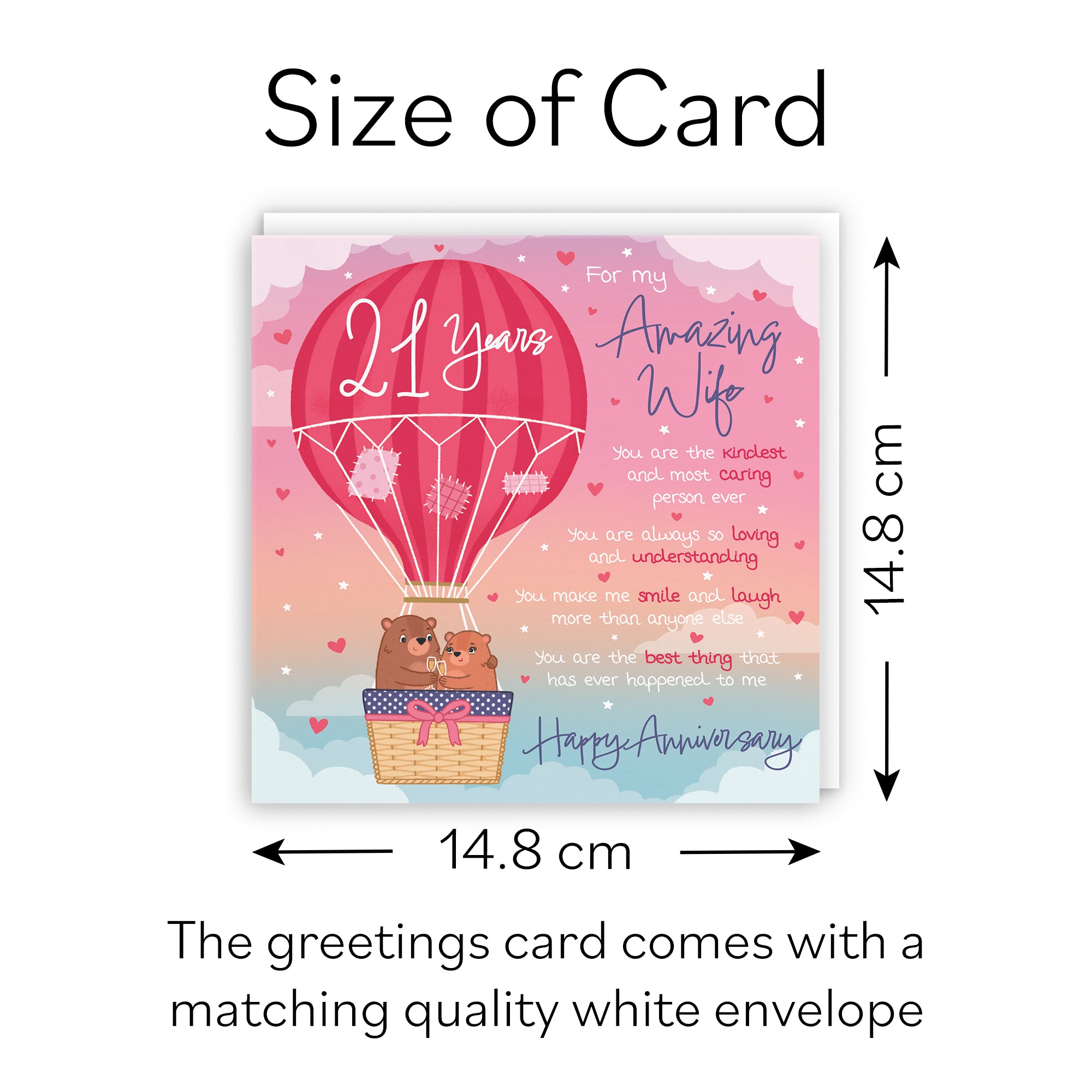 21st Wife Anniversary Poem Card Love Is In The Air Cute Bears