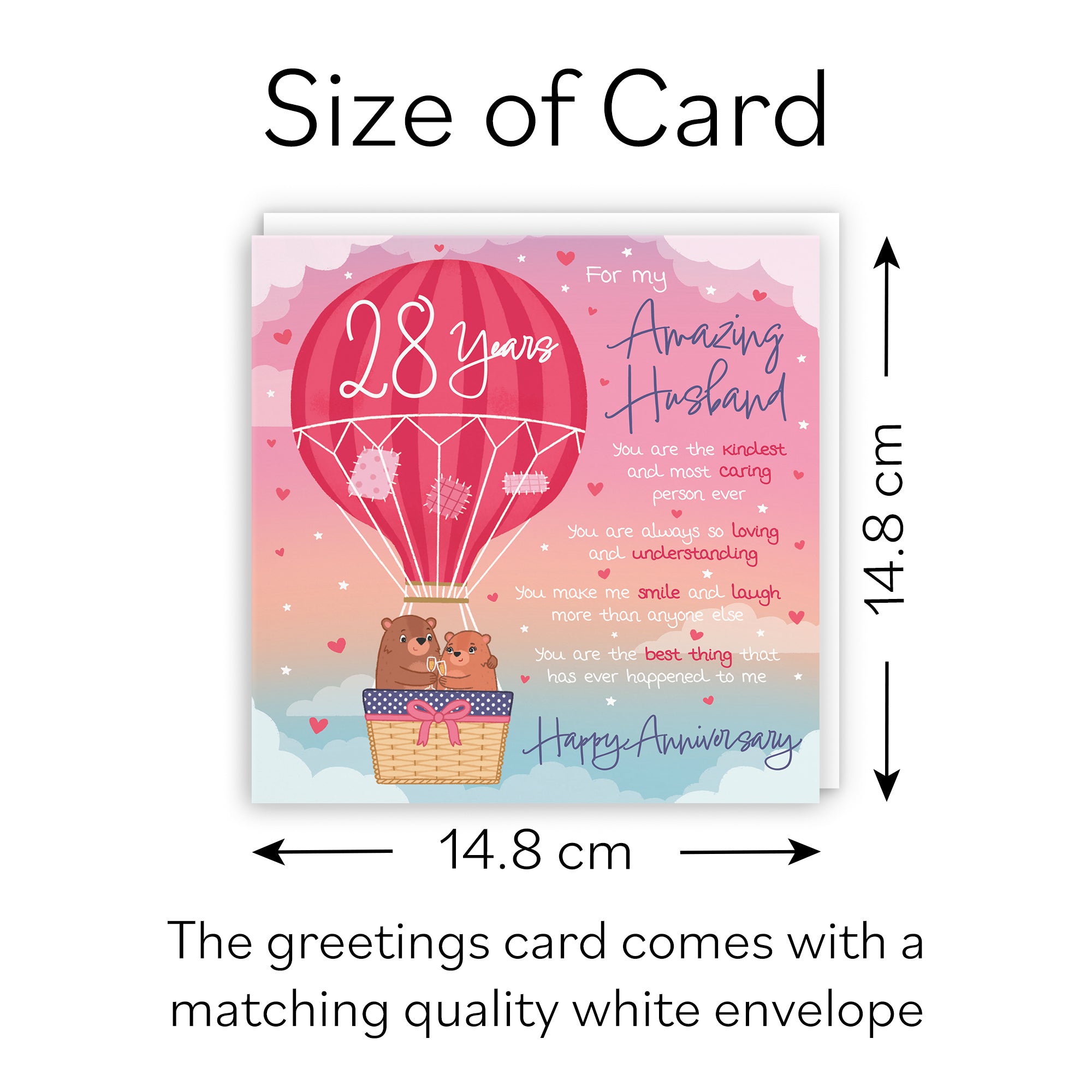 28th Husband Anniversary Poem Card Love Is In The Air Cute Bears