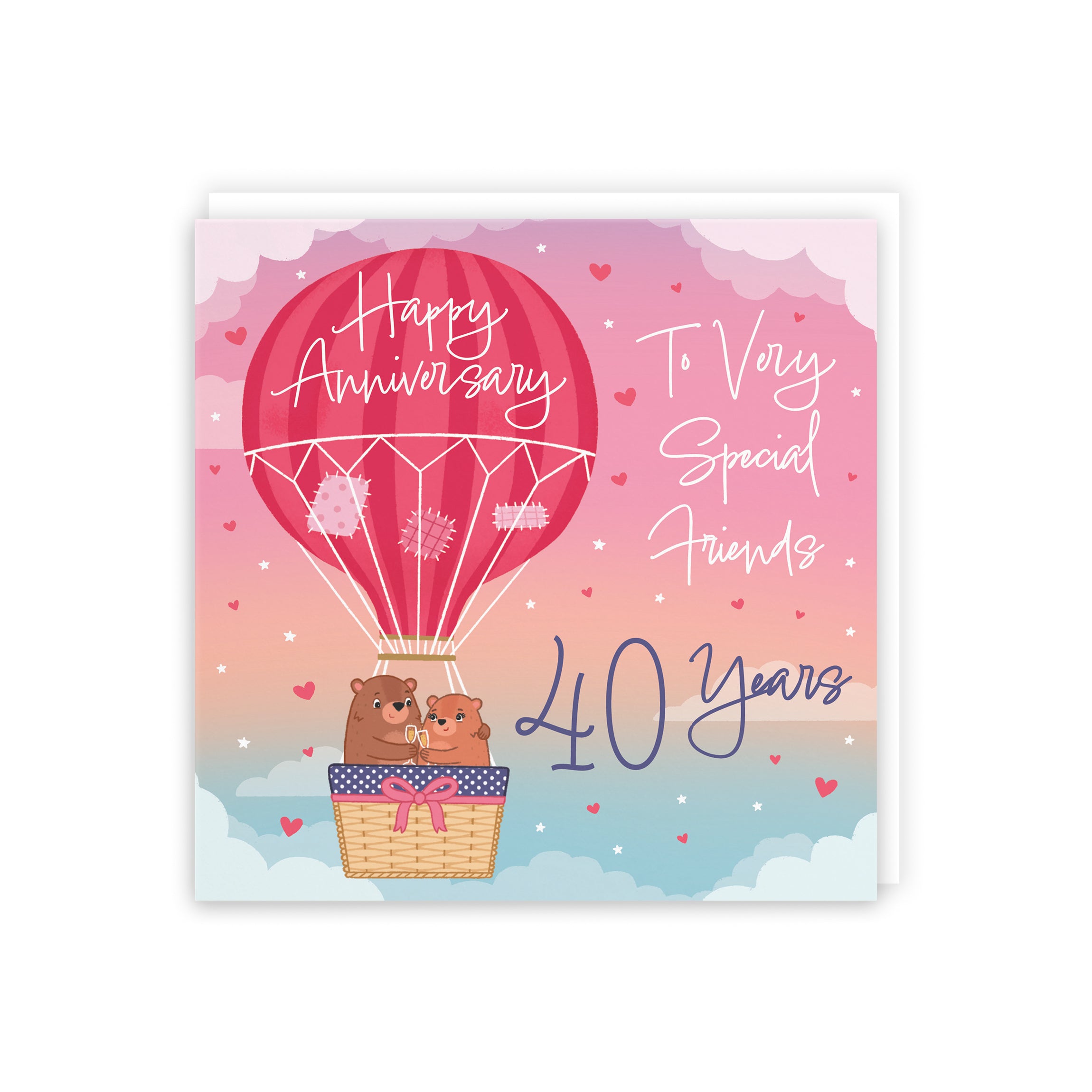 40th Very Special Friends Hot Air Balloon Anniversary Card Cute Bears