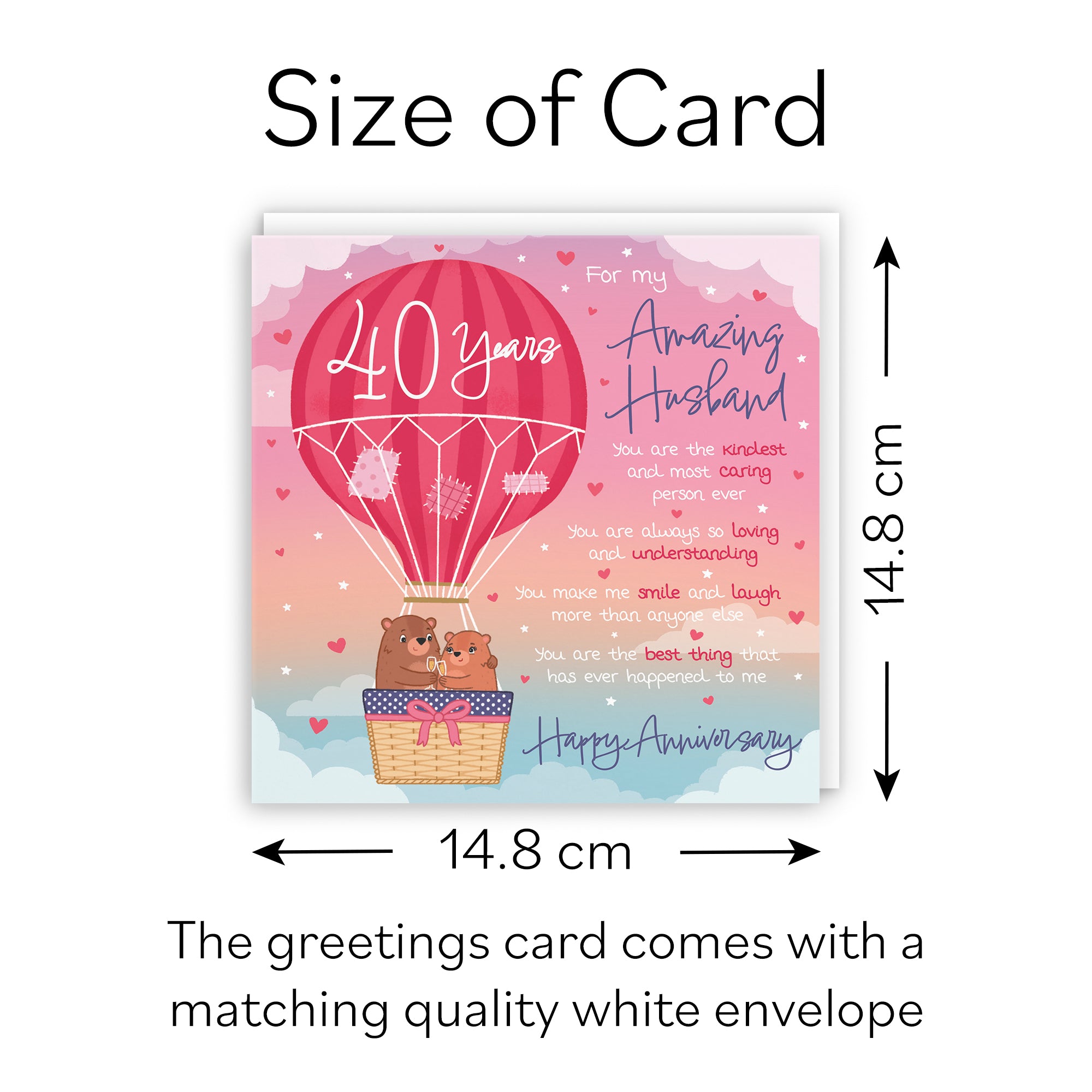 40th Husband Anniversary Poem Card Love Is In The Air Cute Bears
