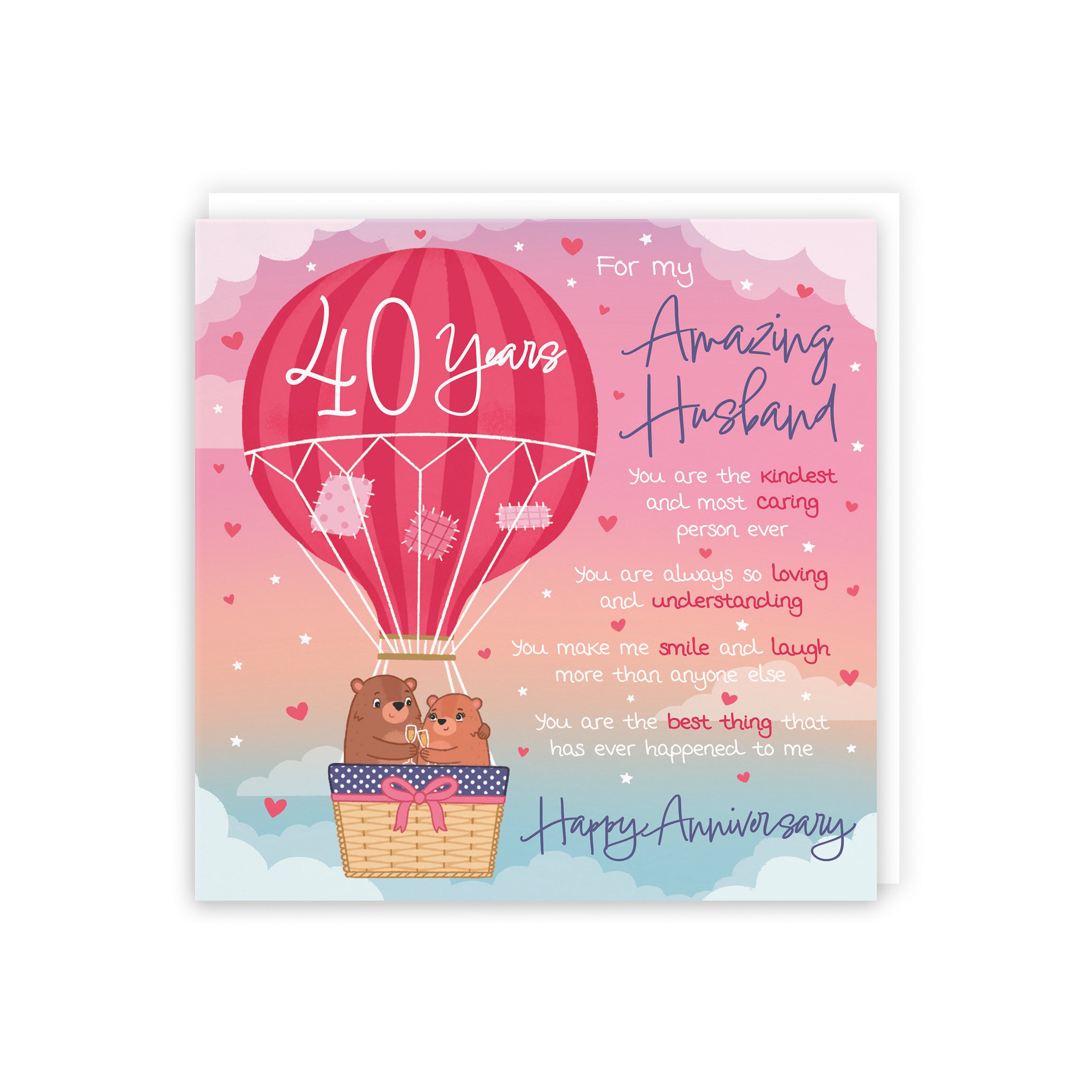 40th Husband Anniversary Poem Card Love Is In The Air Cute Bears