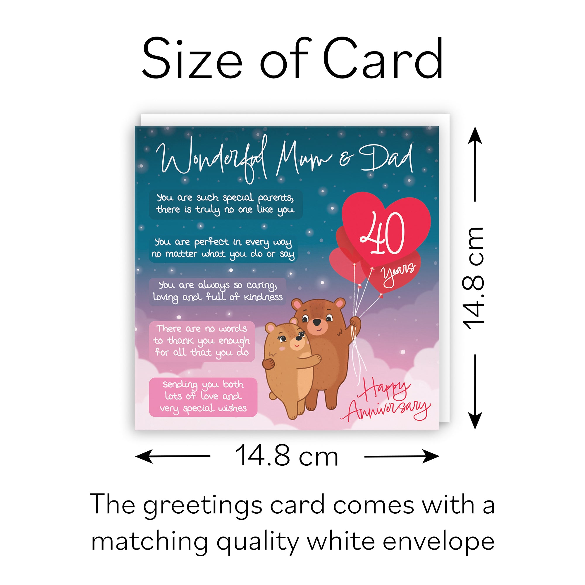 40th Mum And Dad Anniversary Card Starry Night Cute Bears