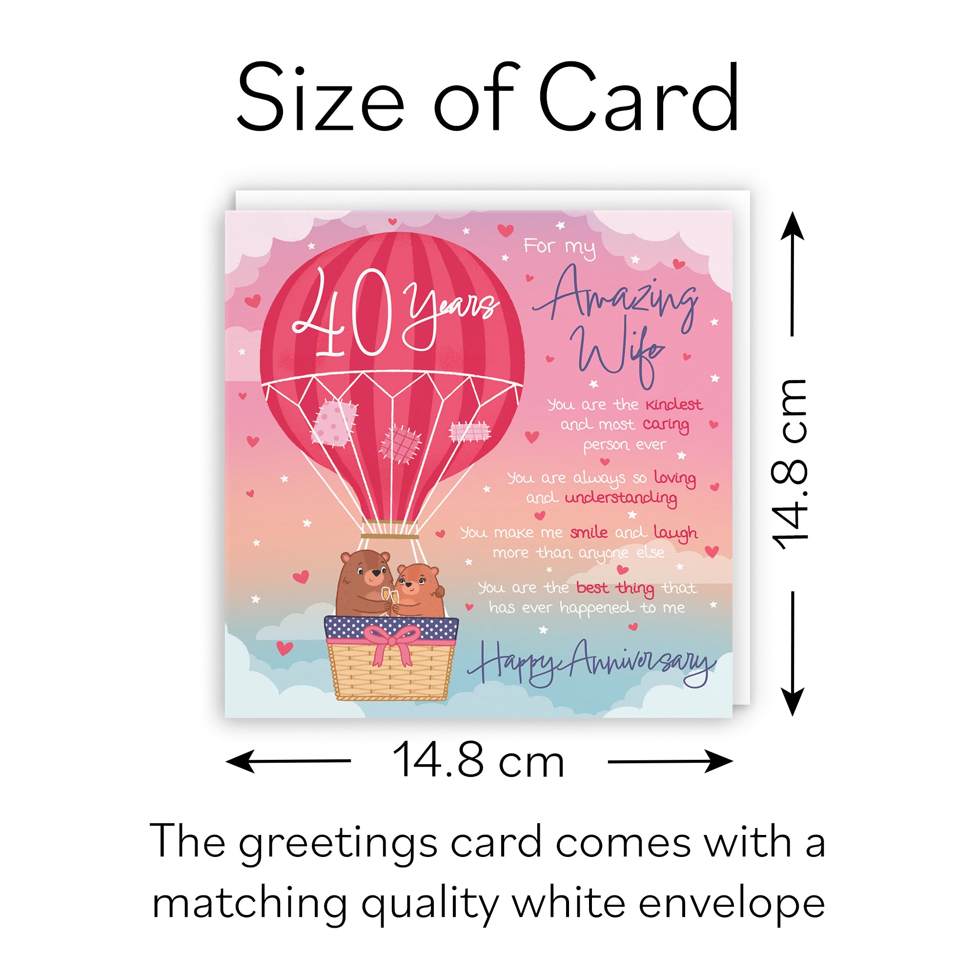 40th Wife Anniversary Poem Card Love Is In The Air Cute Bears