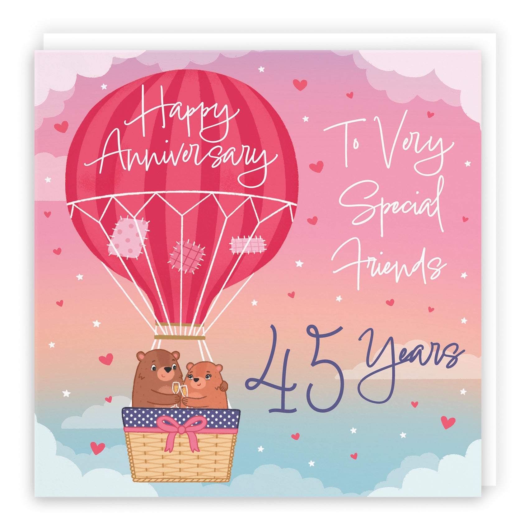 45th Very Special Friends Hot Air Balloon Anniversary Card Cute Bears