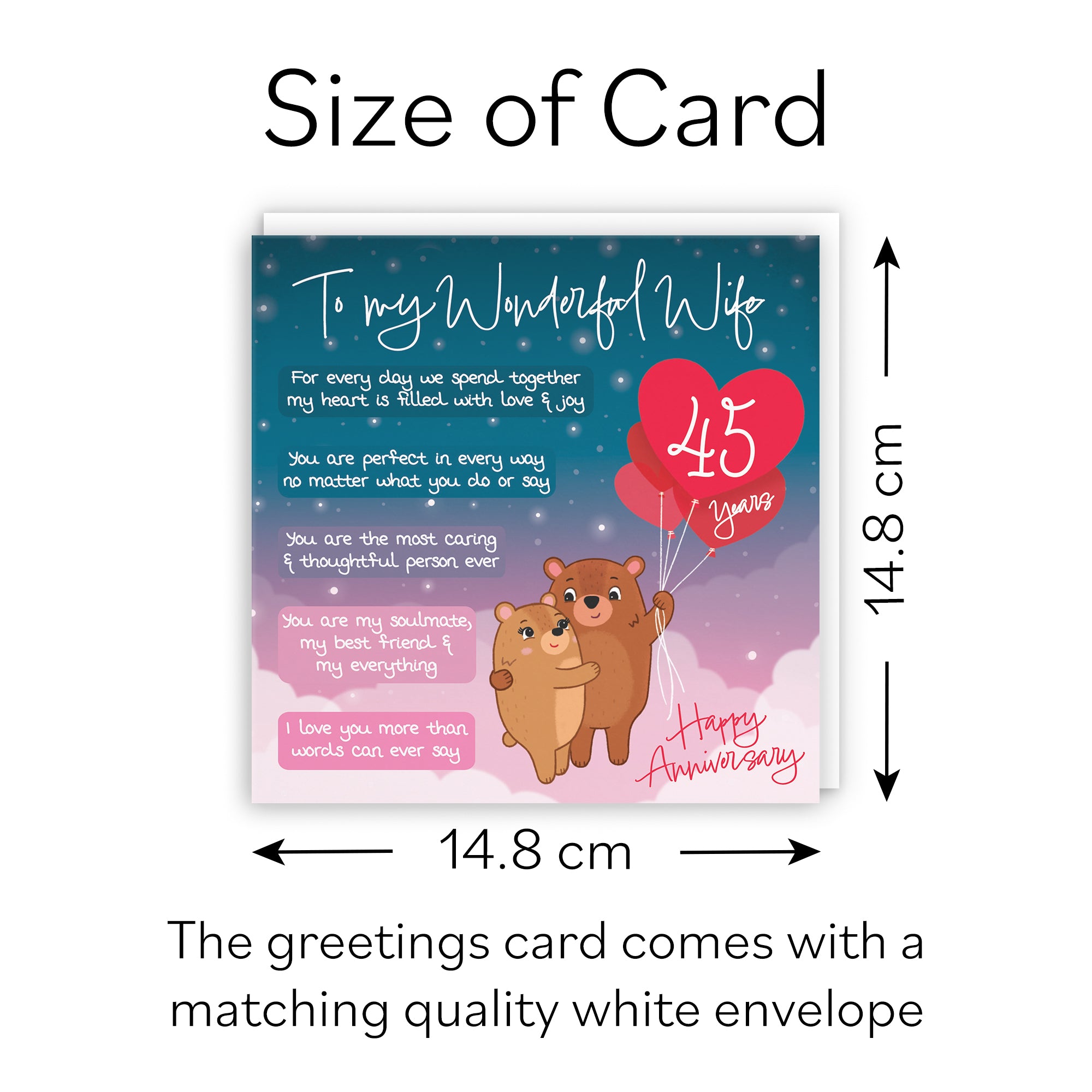 45th Wife Anniversary Card Starry Night Cute Bears