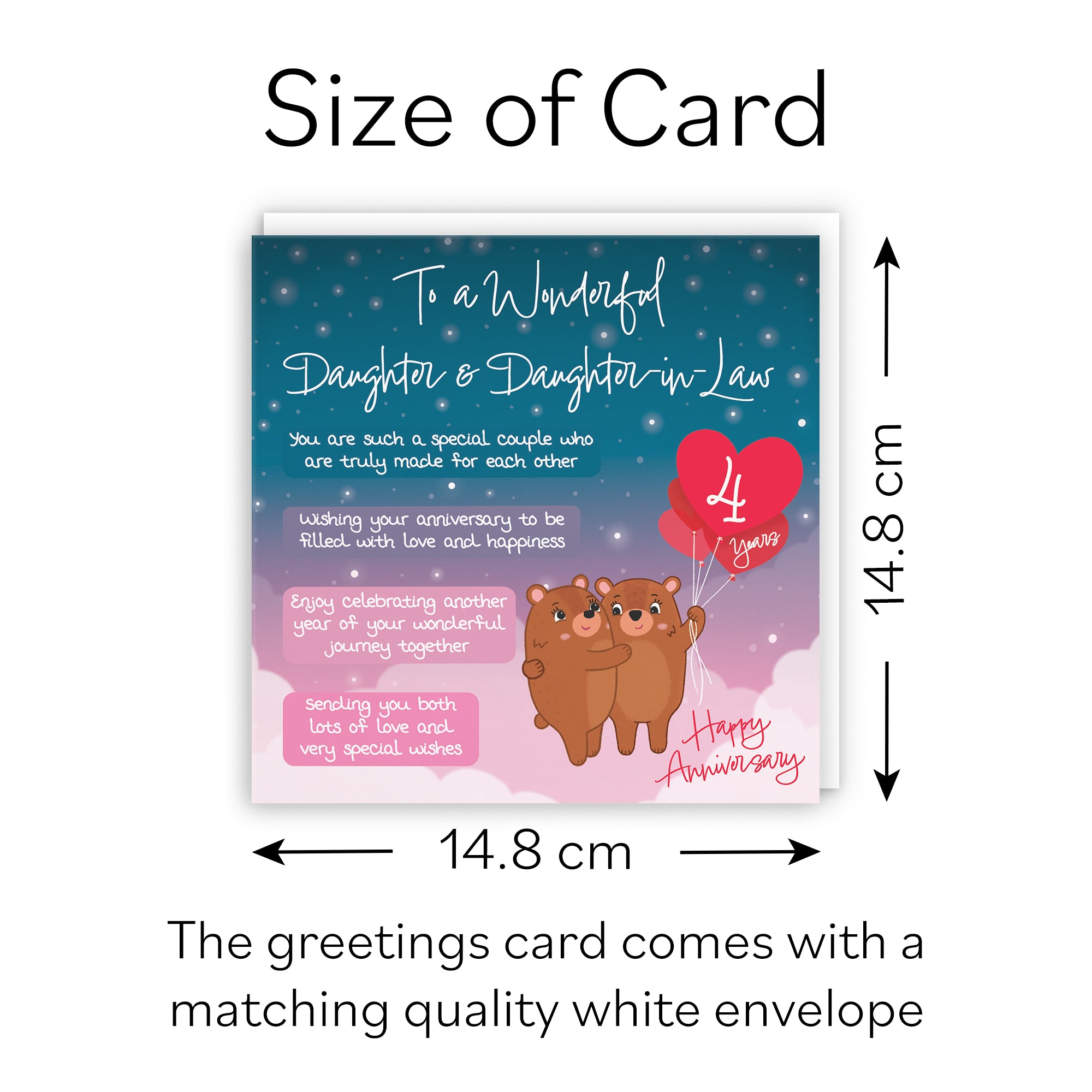 4th Daughter And Daughter In Law Anniversary Card Starry Night Cute Bears