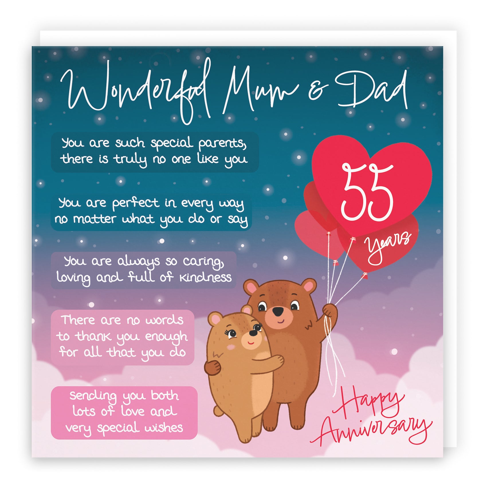 55th Mum And Dad Anniversary Card Starry Night Cute Bears