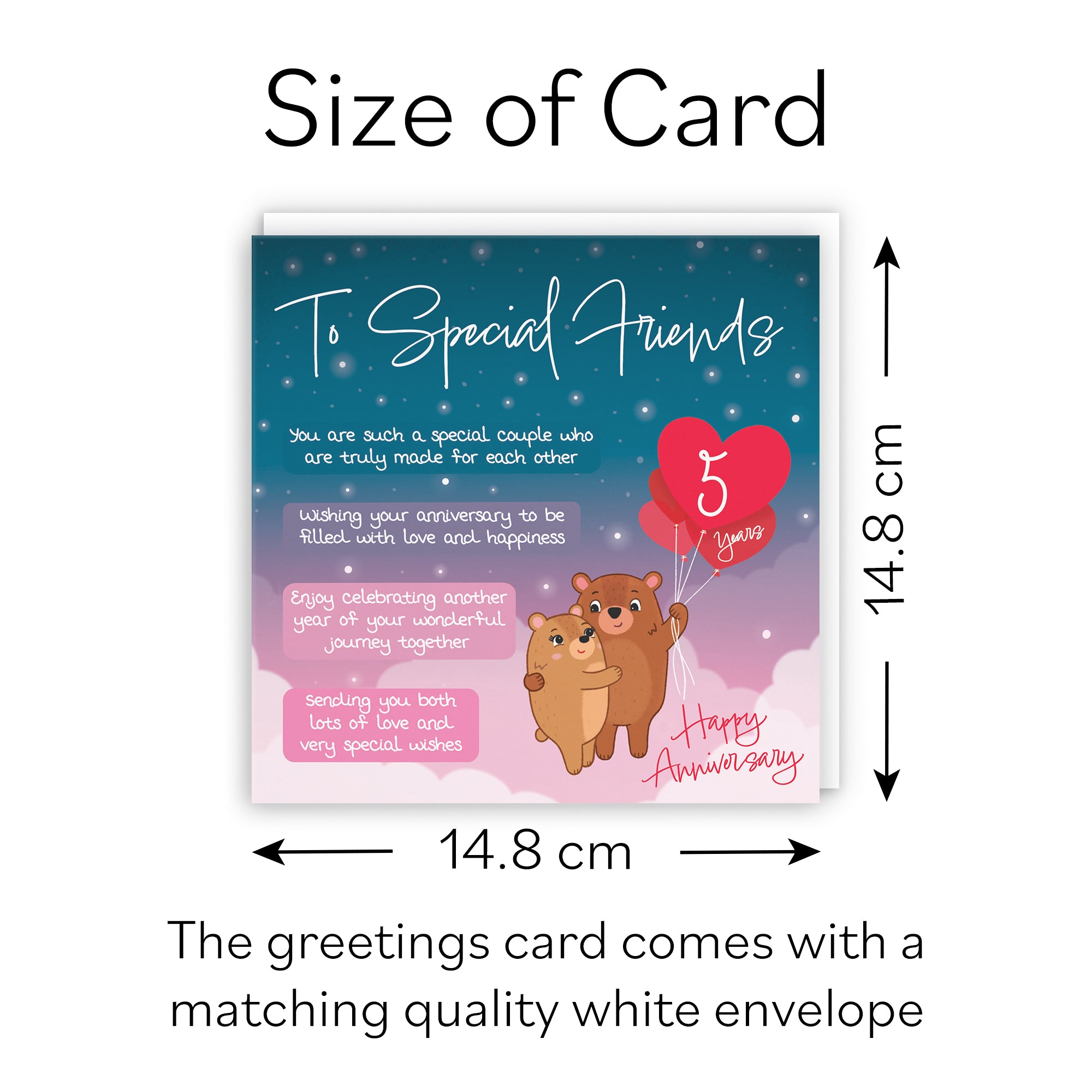 5th Special Friends Anniversary Card Starry Night Cute Bears