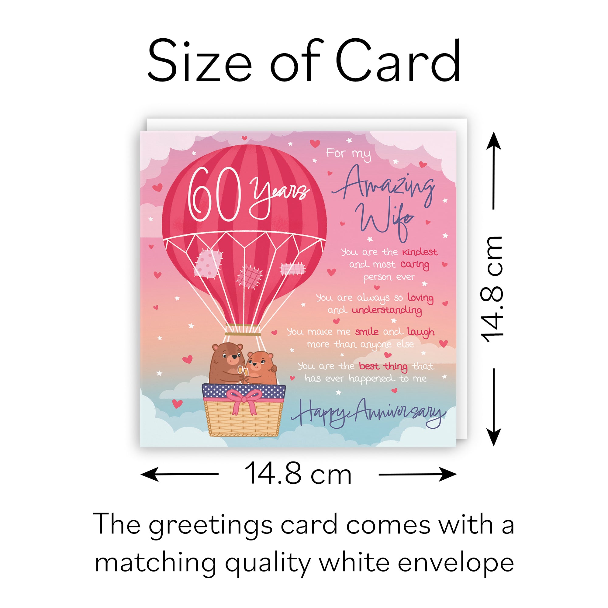 60th Wife Anniversary Poem Card Love Is In The Air Cute Bears