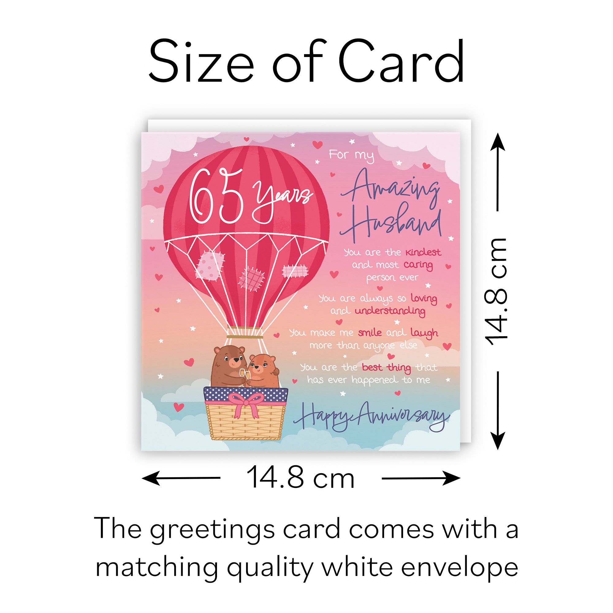 65th Husband Anniversary Poem Card Love Is In The Air Cute Bears