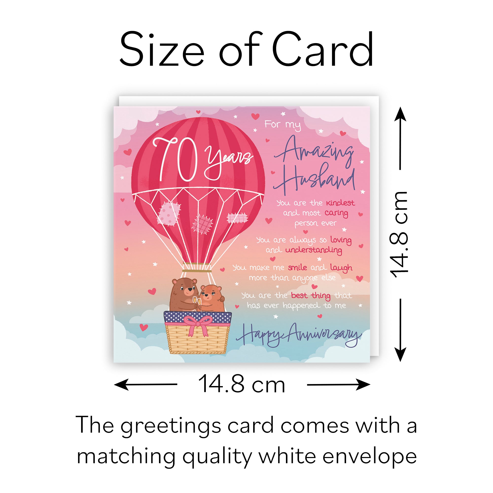 70th Husband Anniversary Poem Card Love Is In The Air Cute Bears