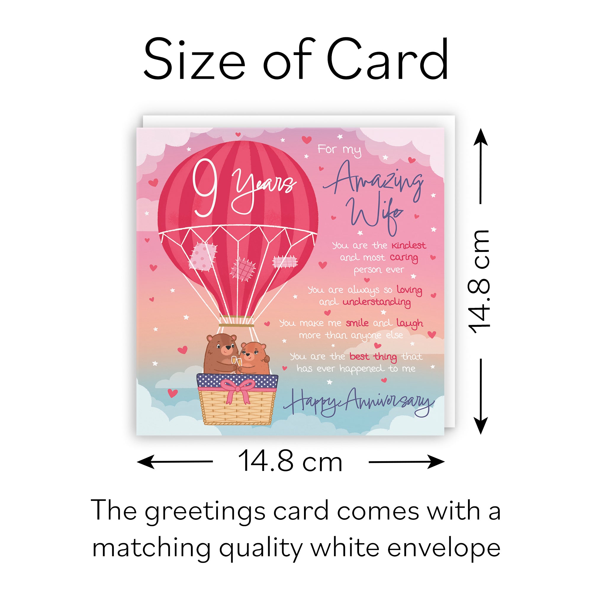 9th Wife Anniversary Poem Card Love Is In The Air Cute Bears