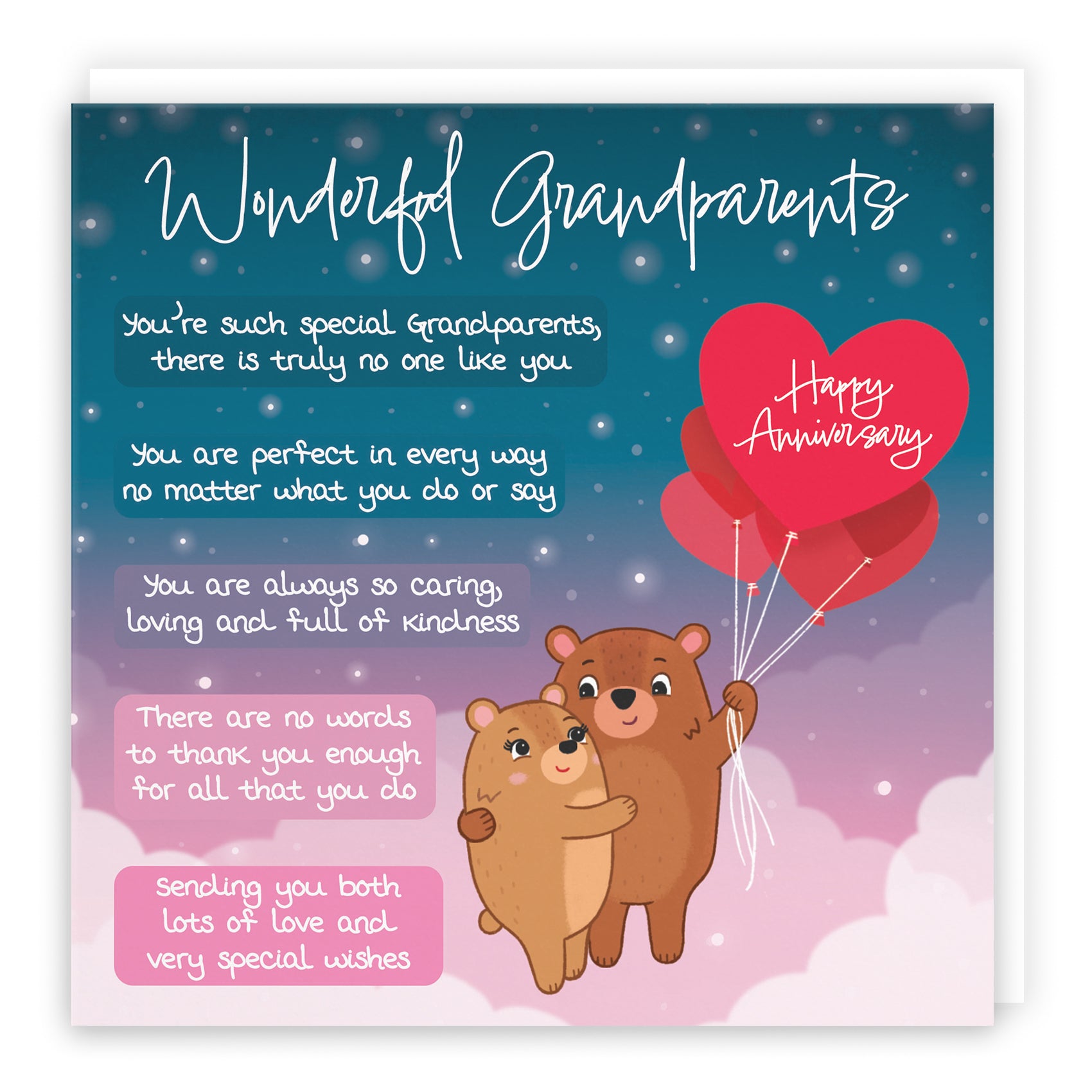 Grandparents Anniversary Card Starry Night Cute Bears