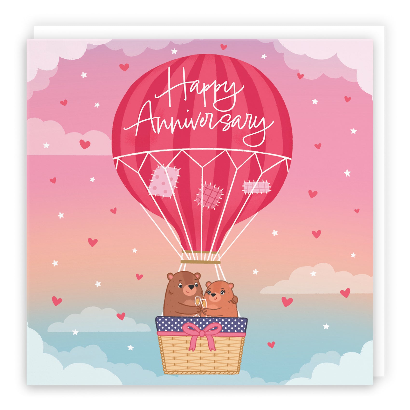 Hot Air Balloon Anniversary Card Cute Bears