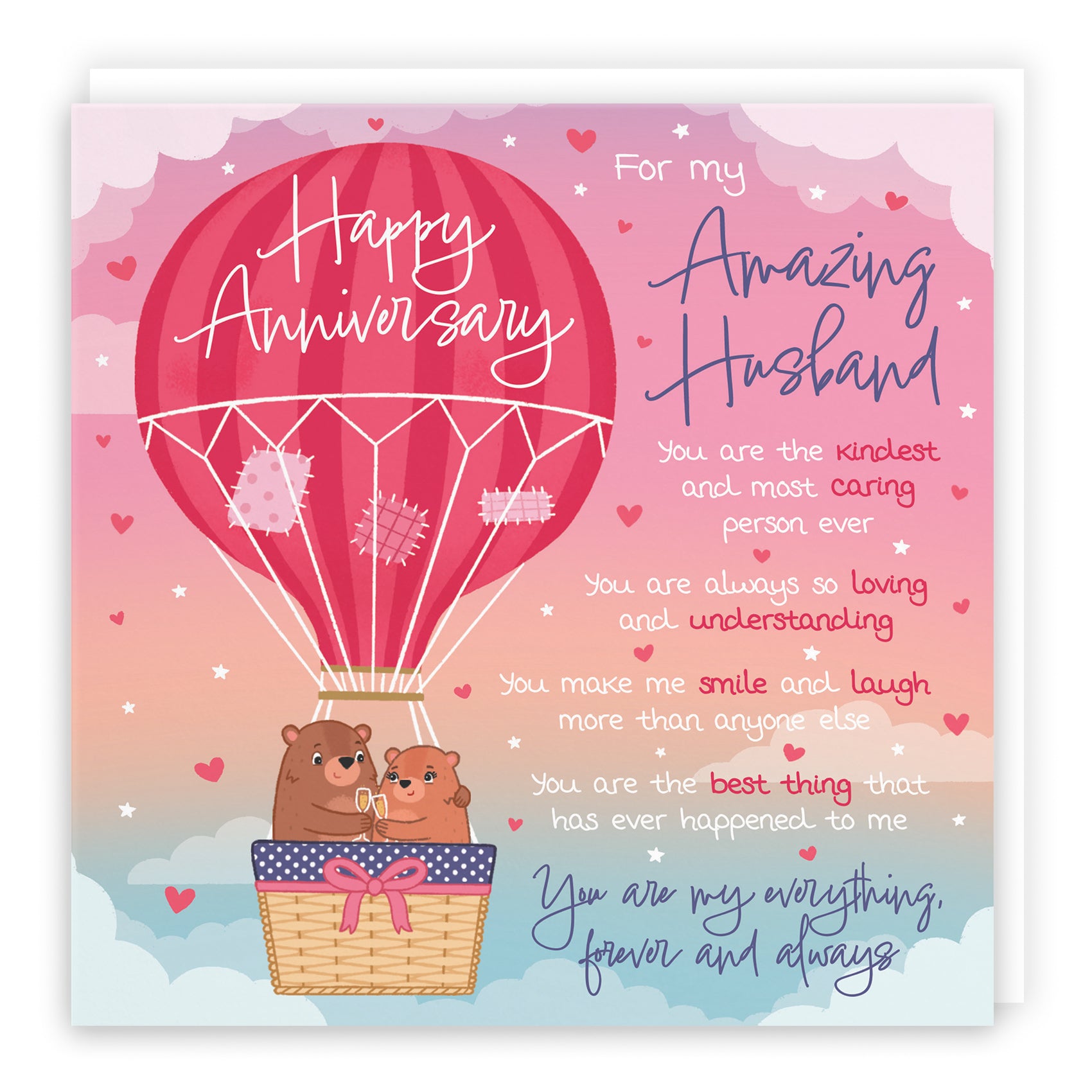 Husband Romantic Anniversary Poem Card Love Is In The Air Cute Bears