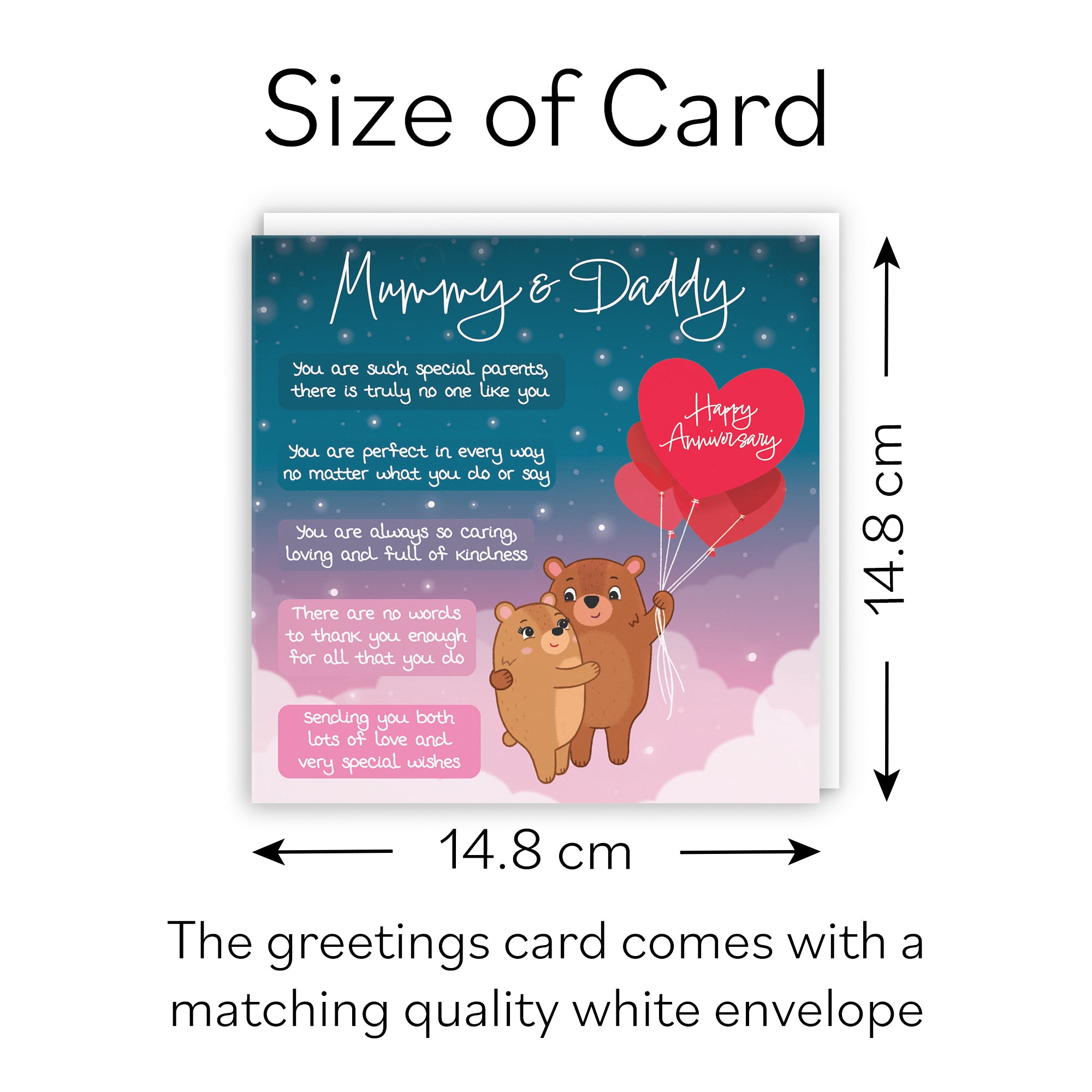 Mummy And Daddy Poem Anniversary Card Starry Night Cute Bears