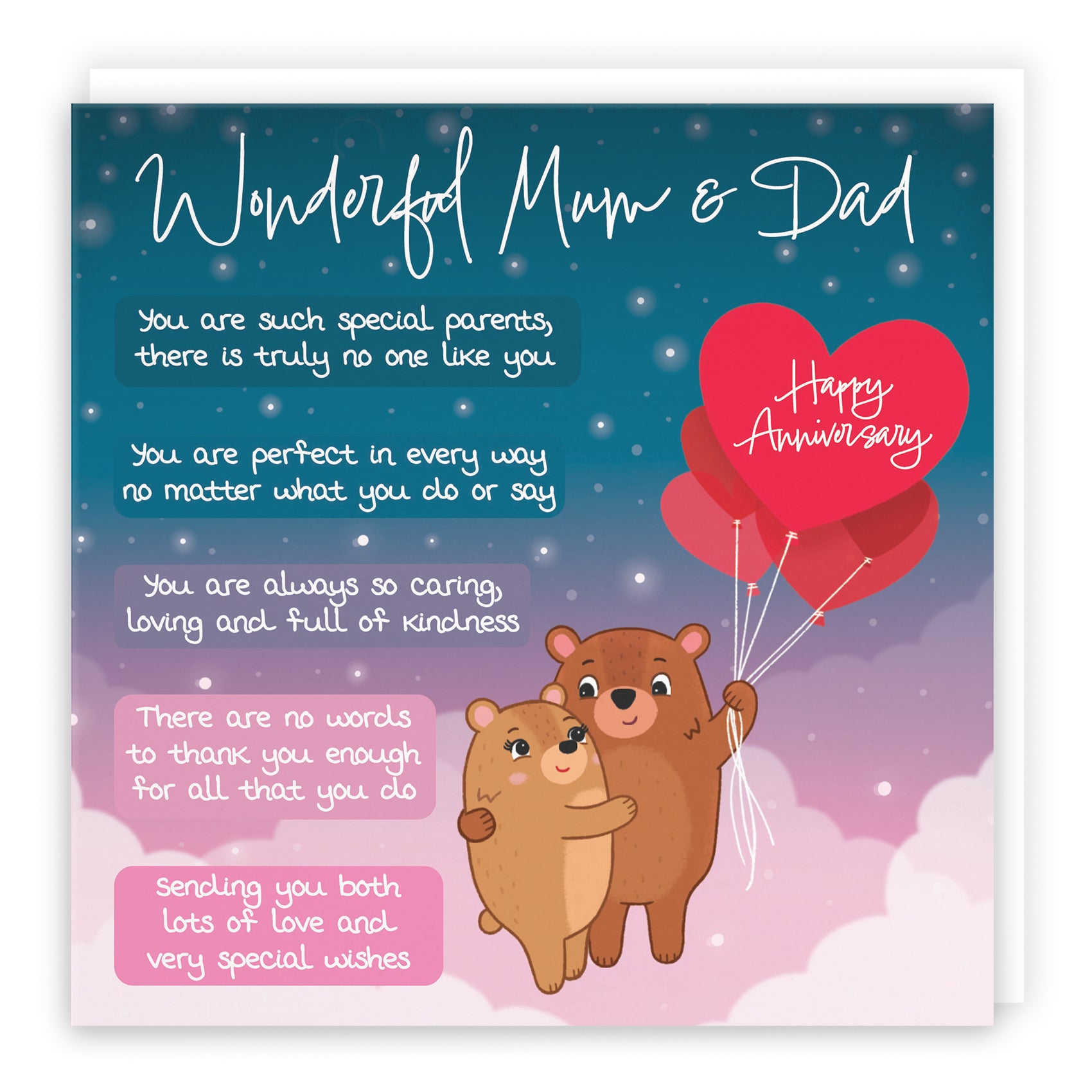 Mum And Dad Poem Anniversary Card Starry Night Cute Bears