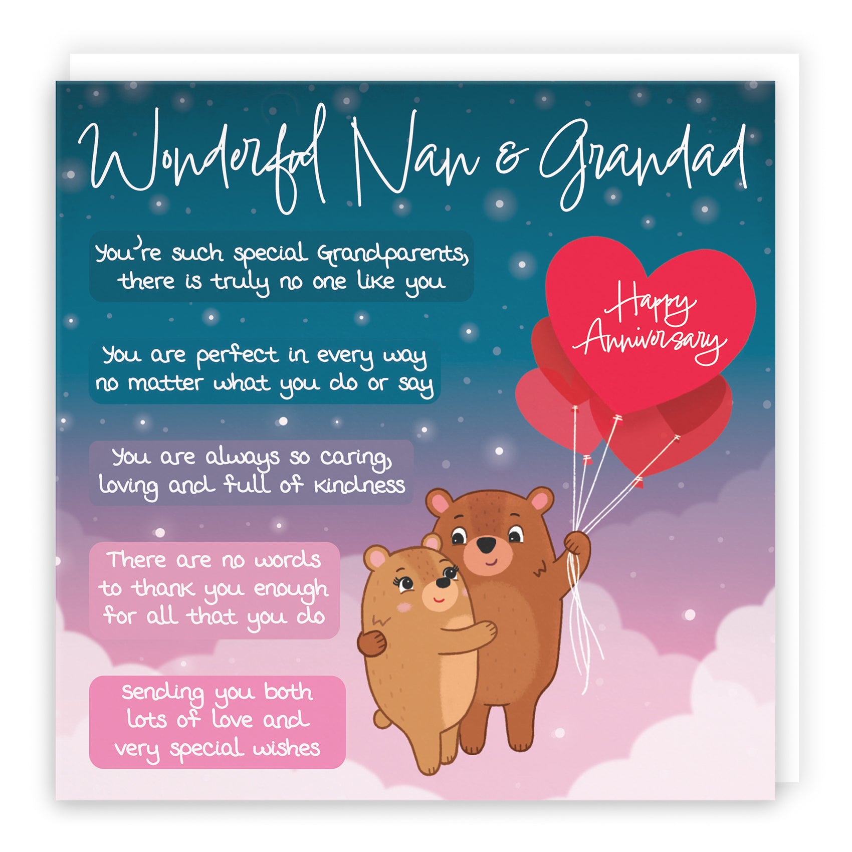 Nan And Grandad Poem Anniversary Card Starry Night Cute Bears