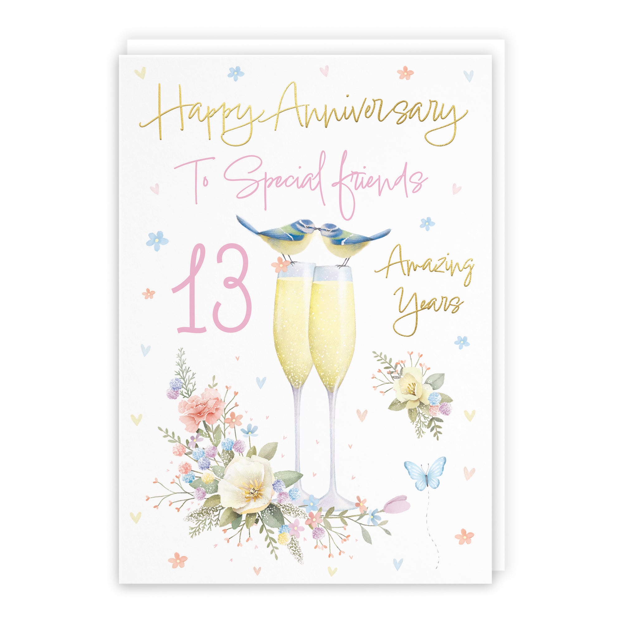 13th Special Friends Anniversary Card Champagne Flutes Milo's Gallery