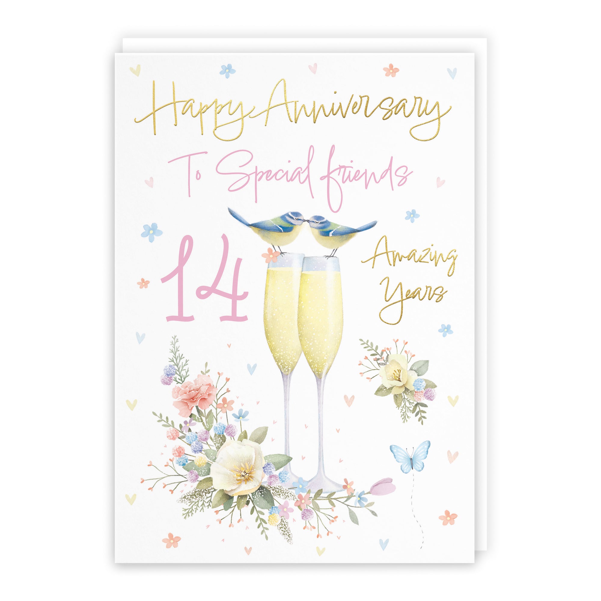 14th Special Friends Anniversary Card Champagne Flutes Milo's Gallery