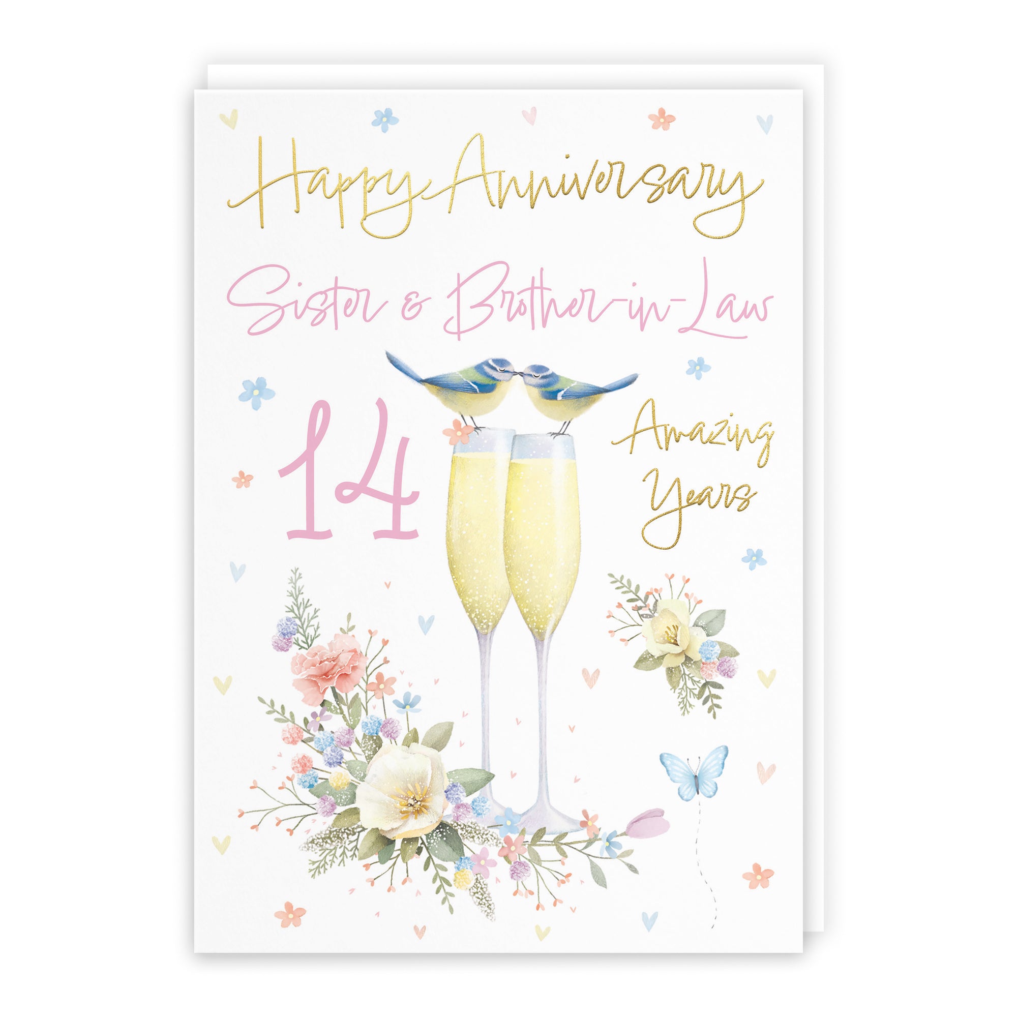 14th Sister And Brother-in-Law Anniversary Card Champagne Flutes Milo's Gallery