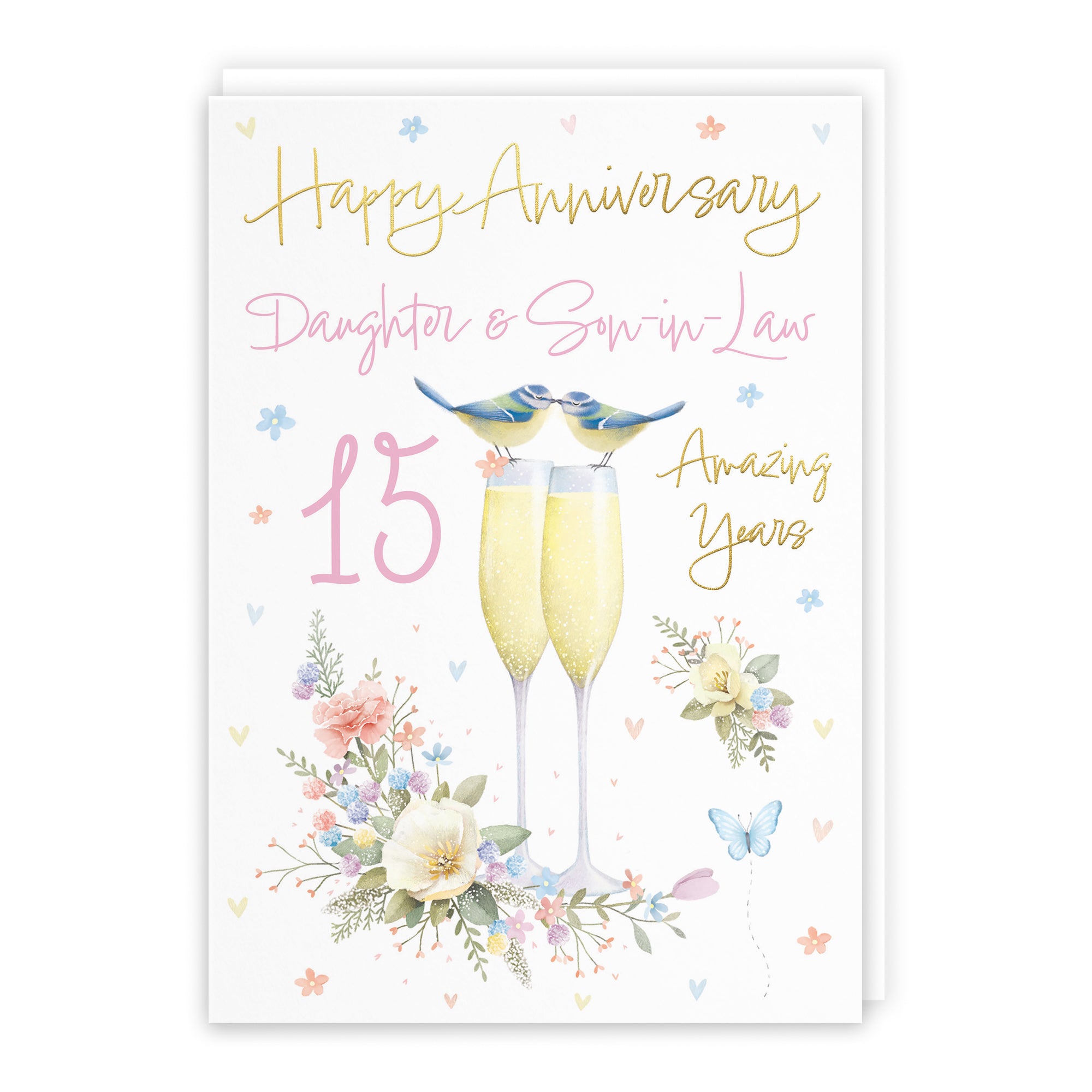 15th Daughter And Son-in-Law Anniversary Card Champagne Flutes Milo's Gallery