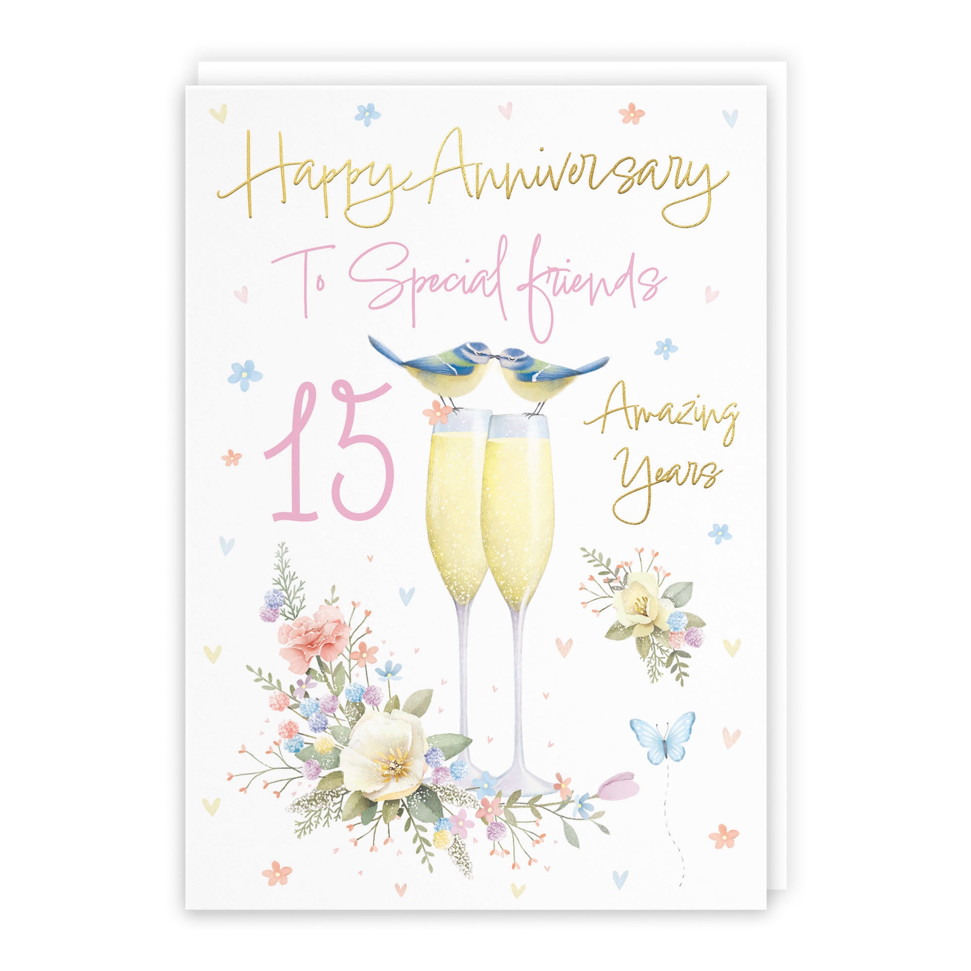 15th Special Friends Anniversary Card Champagne Flutes Milo's Gallery