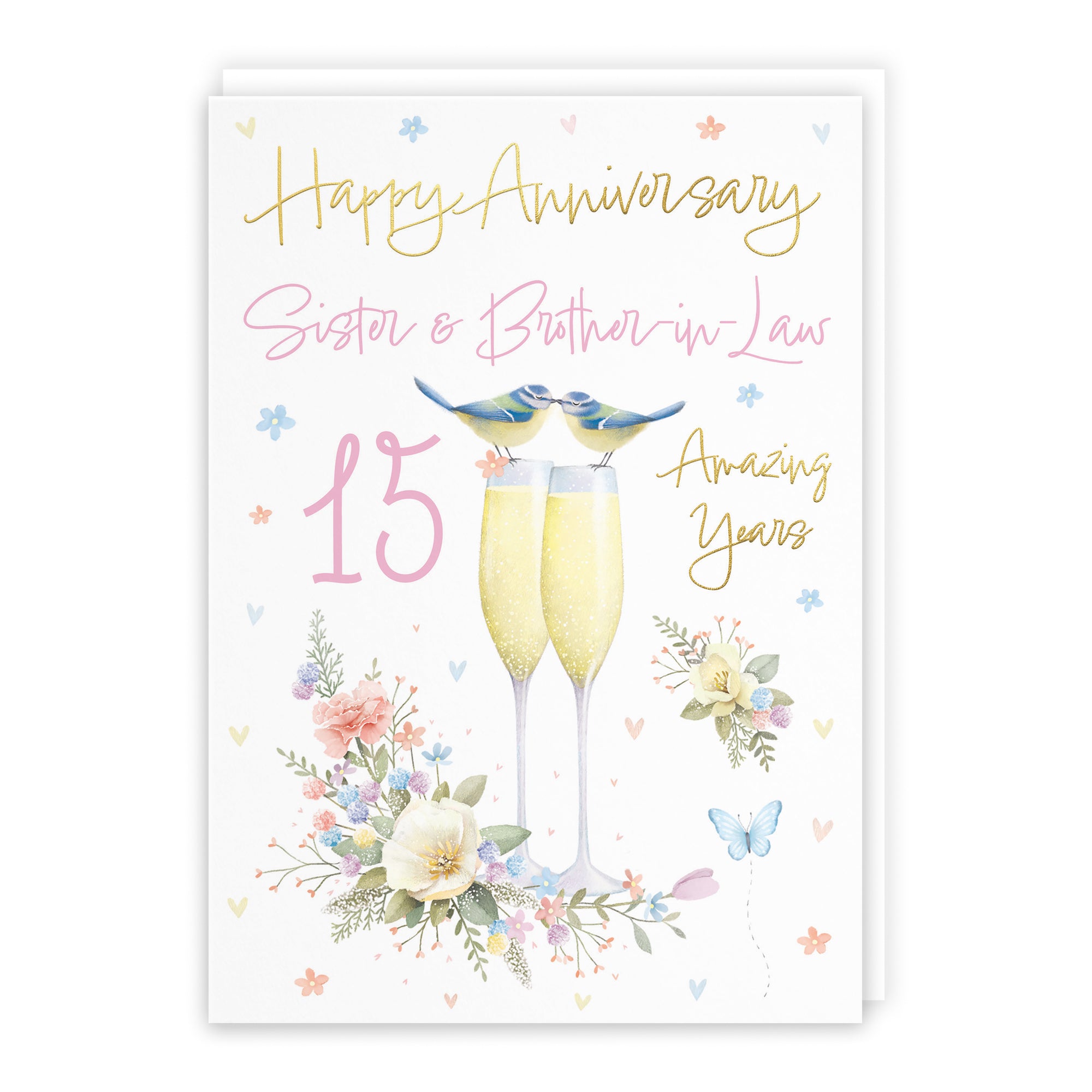 15th Sister And Brother-in-Law Anniversary Card Champagne Flutes Milo's Gallery