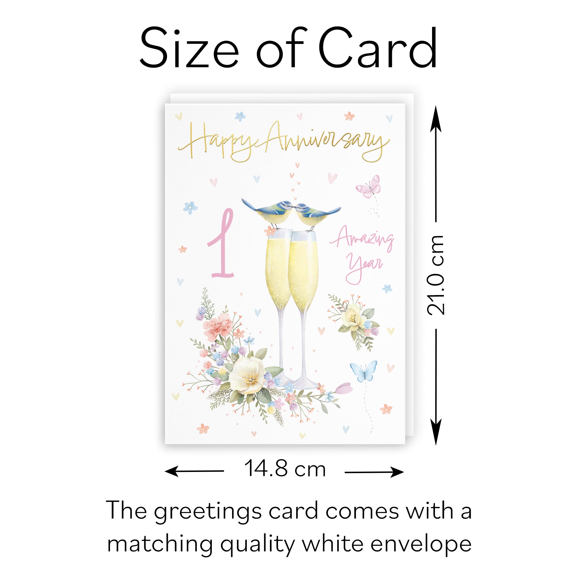 1st Anniversary Card Champagne Flutes Milo's Gallery