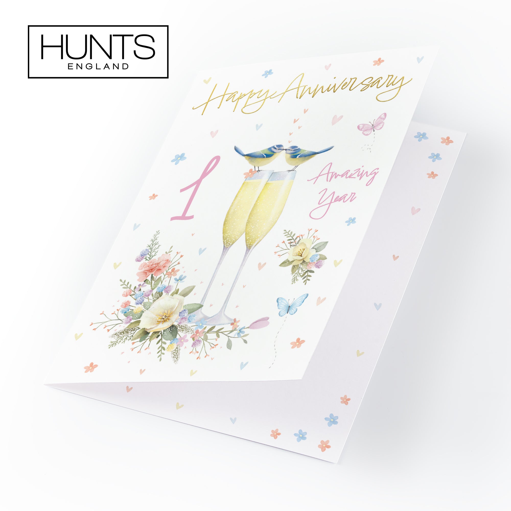 1st Anniversary Card Champagne Flutes Milo's Gallery