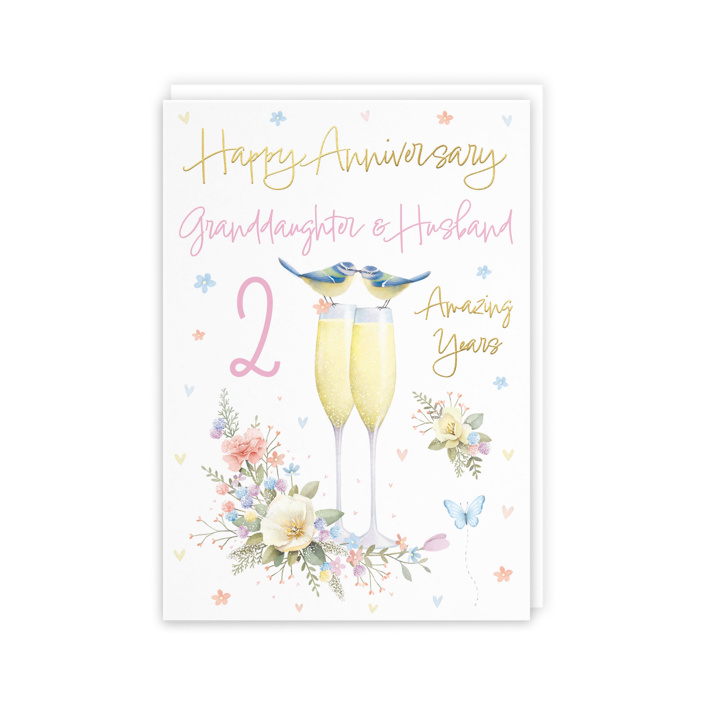 2nd Granddaughter And Husband Anniversary Card Champagne Flutes Milo's Gallery