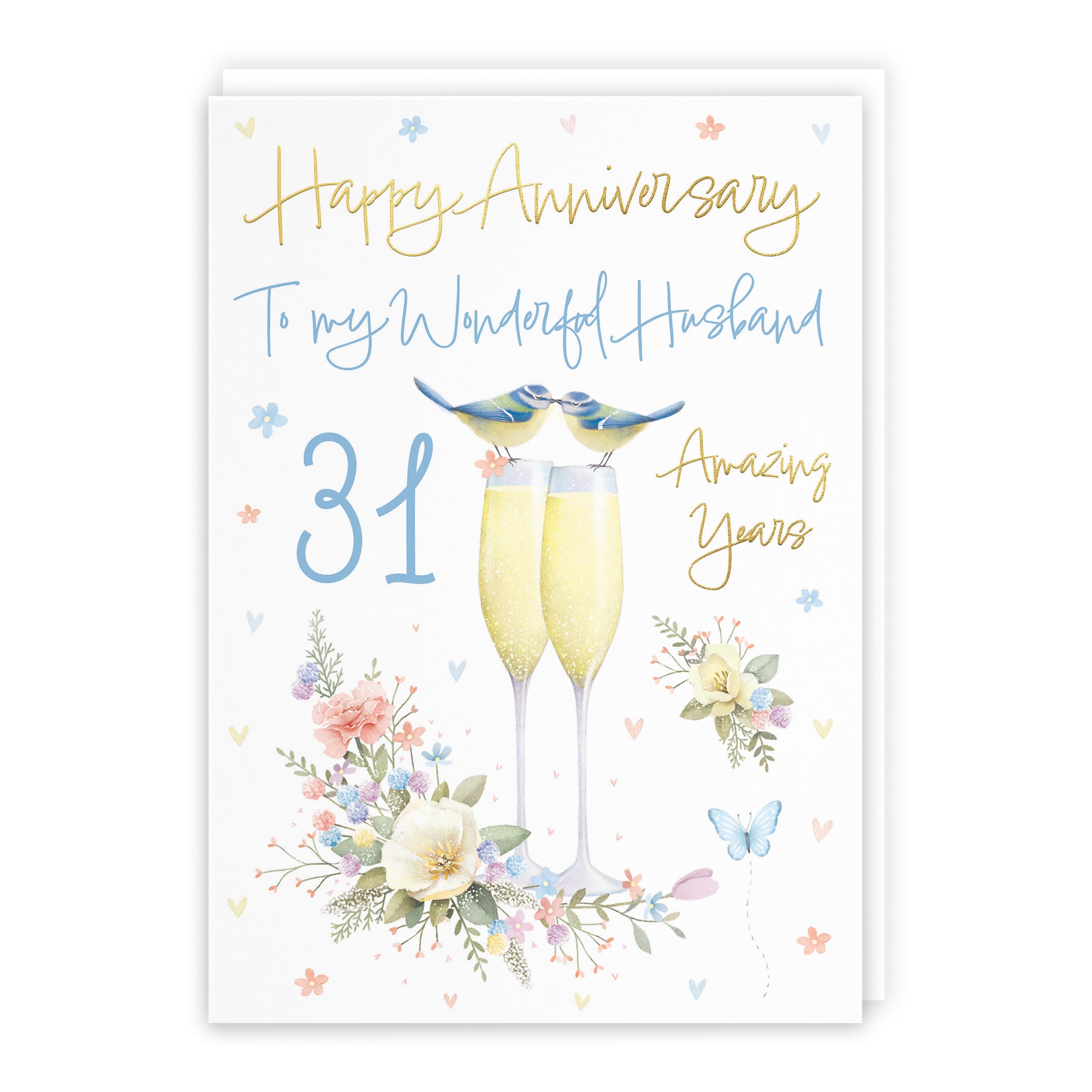 31st Husband Anniversary Card Champagne Flutes Milo's Gallery