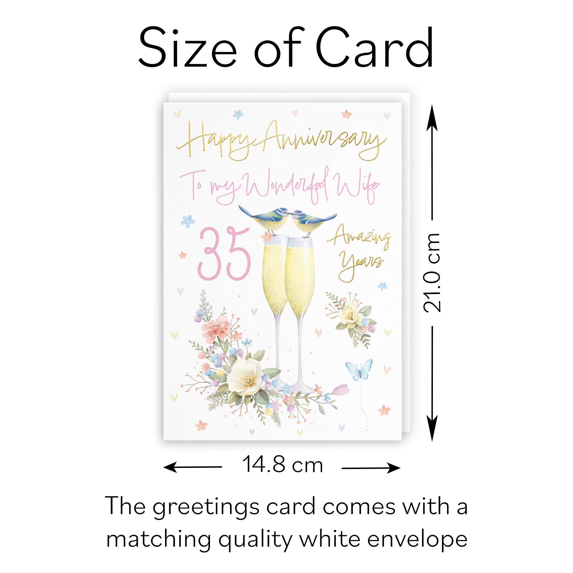 35th Wife Anniversary Card Champagne Flutes Milo's Gallery