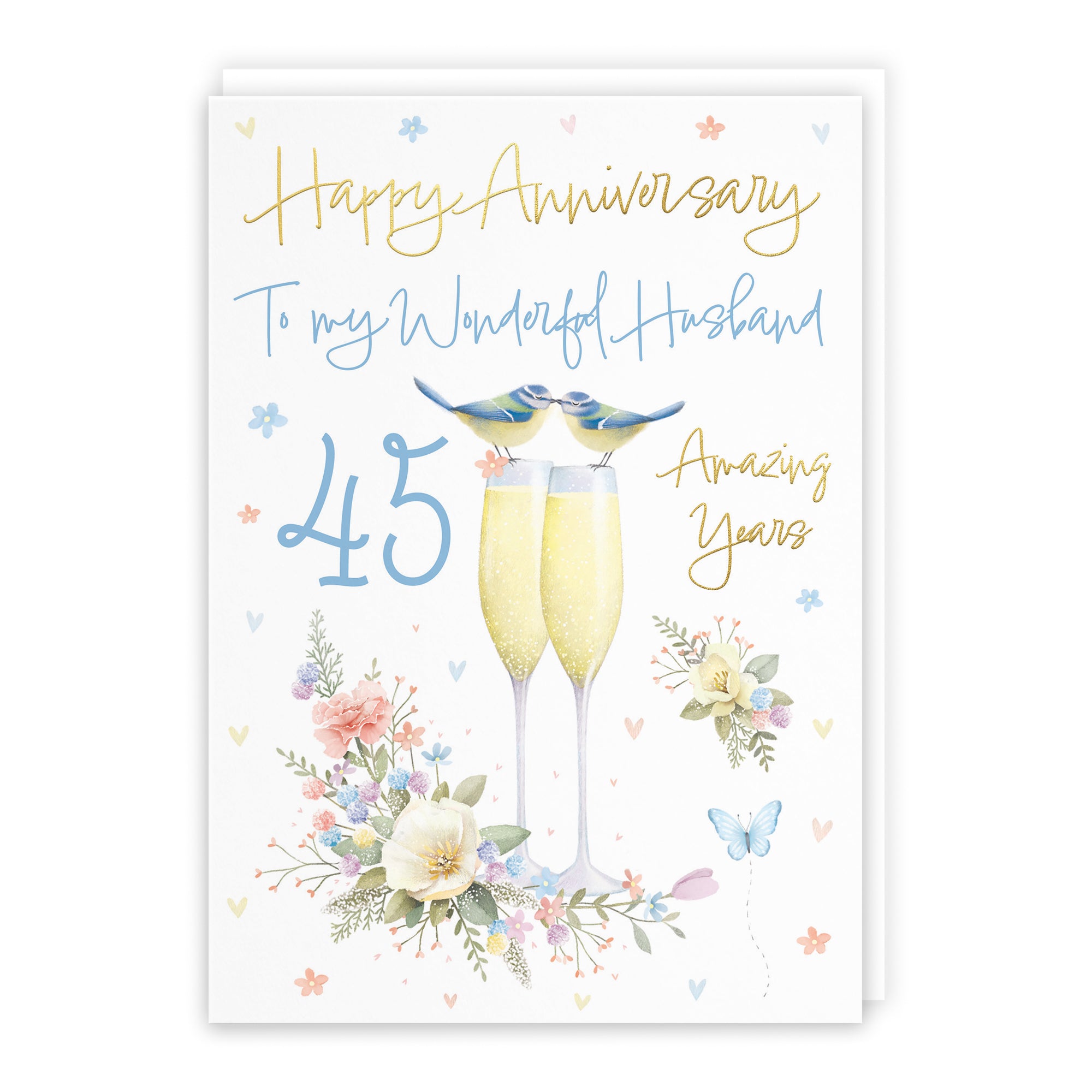 45th Husband Anniversary Card Champagne Flutes Milo's Gallery