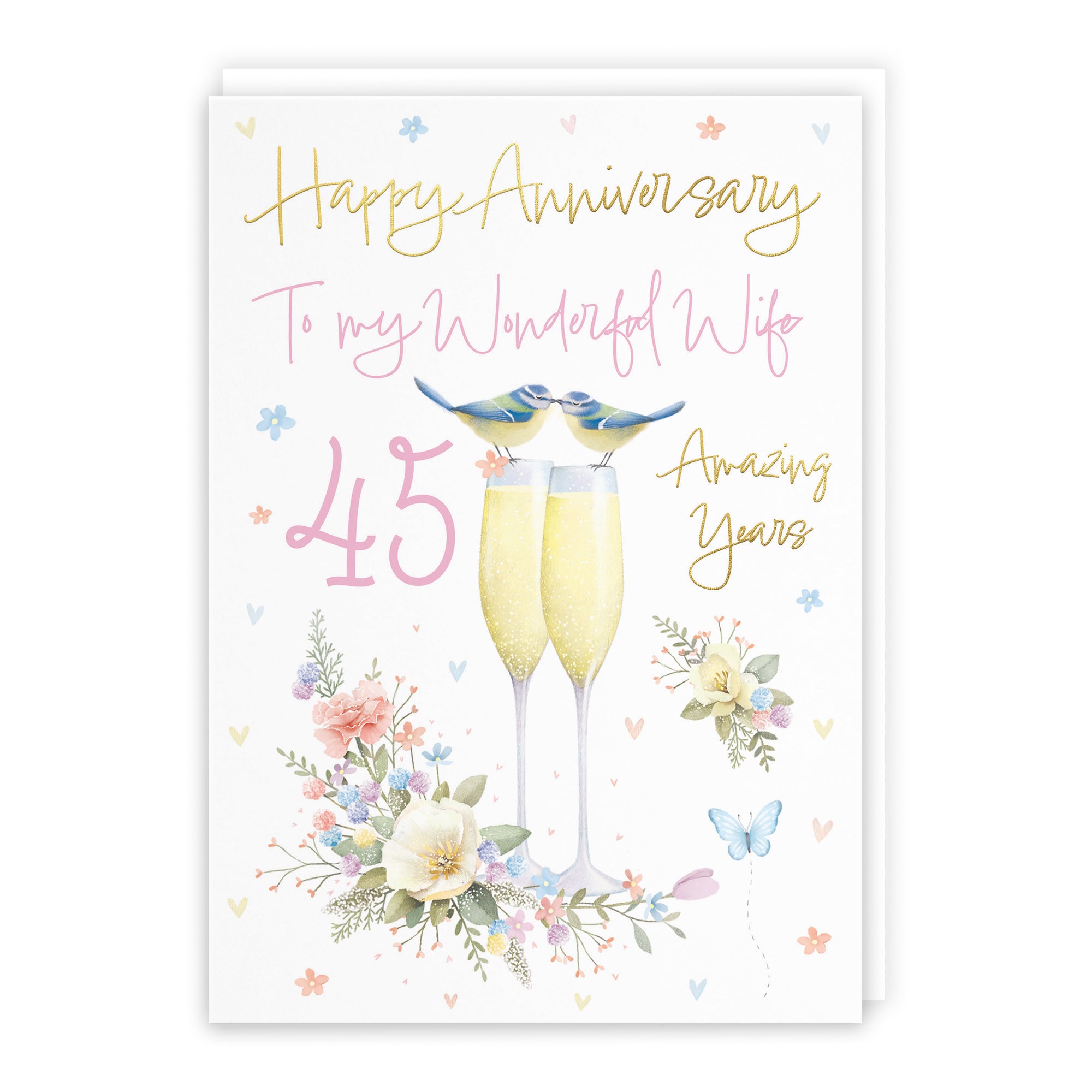 45th Wife Anniversary Card Champagne Flutes Milo's Gallery