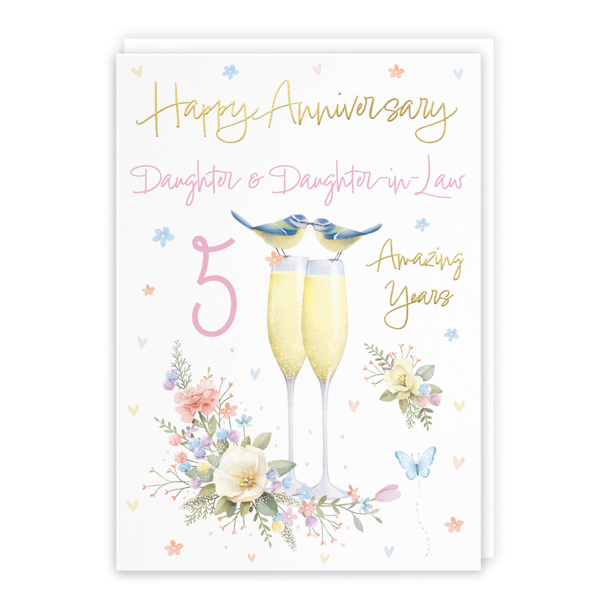 5th Daughter And Daughter-in-Law Anniversary Card Champagne Flutes Milo's Gallery