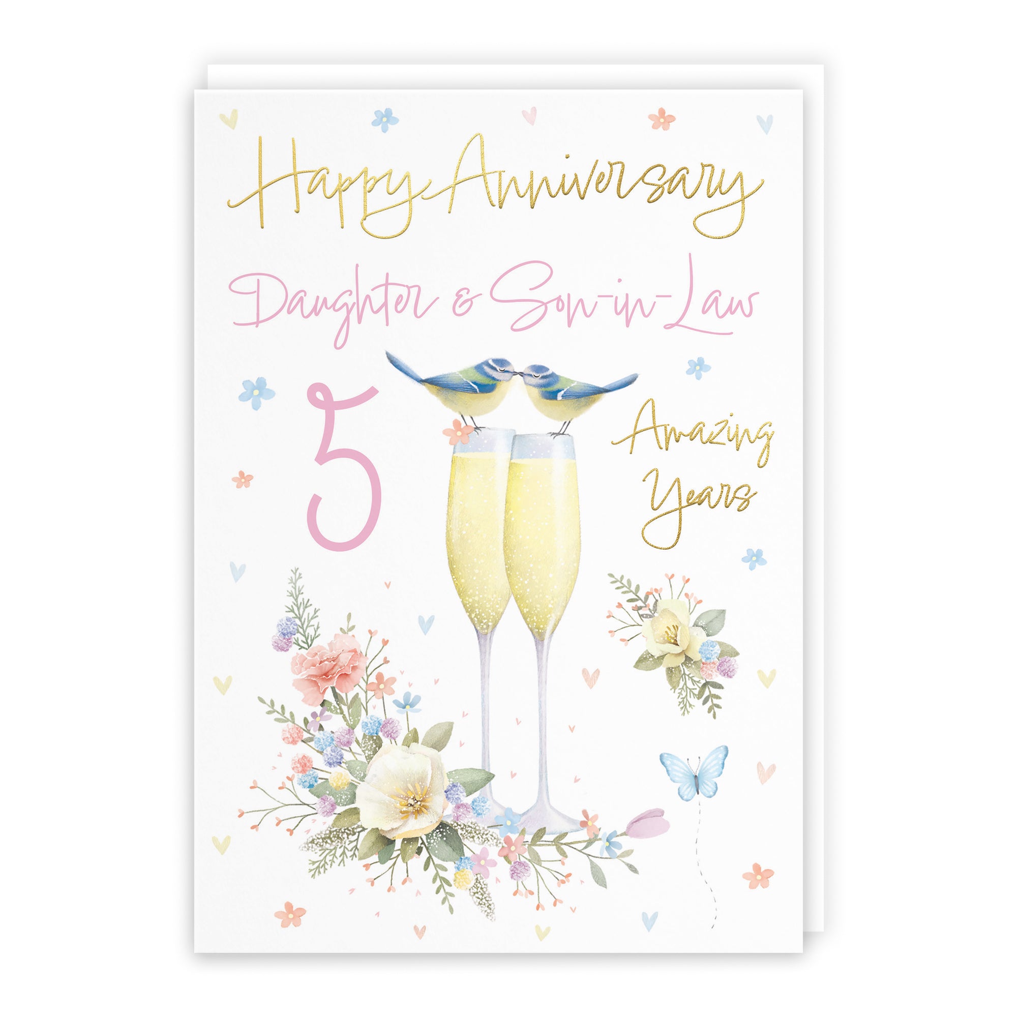 5th Daughter And Son-in-Law Anniversary Card Champagne Flutes Milo's Gallery