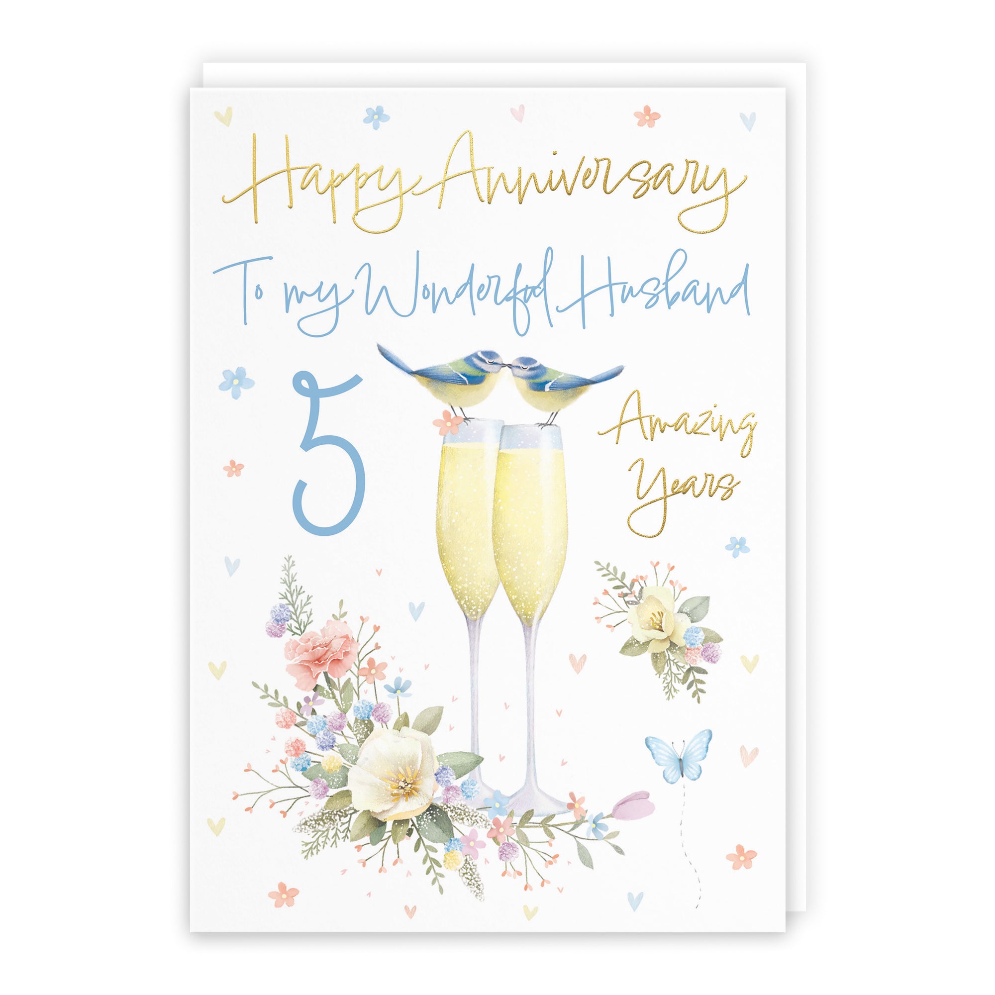 5th Husband Anniversary Card Champagne Flutes Milo's Gallery