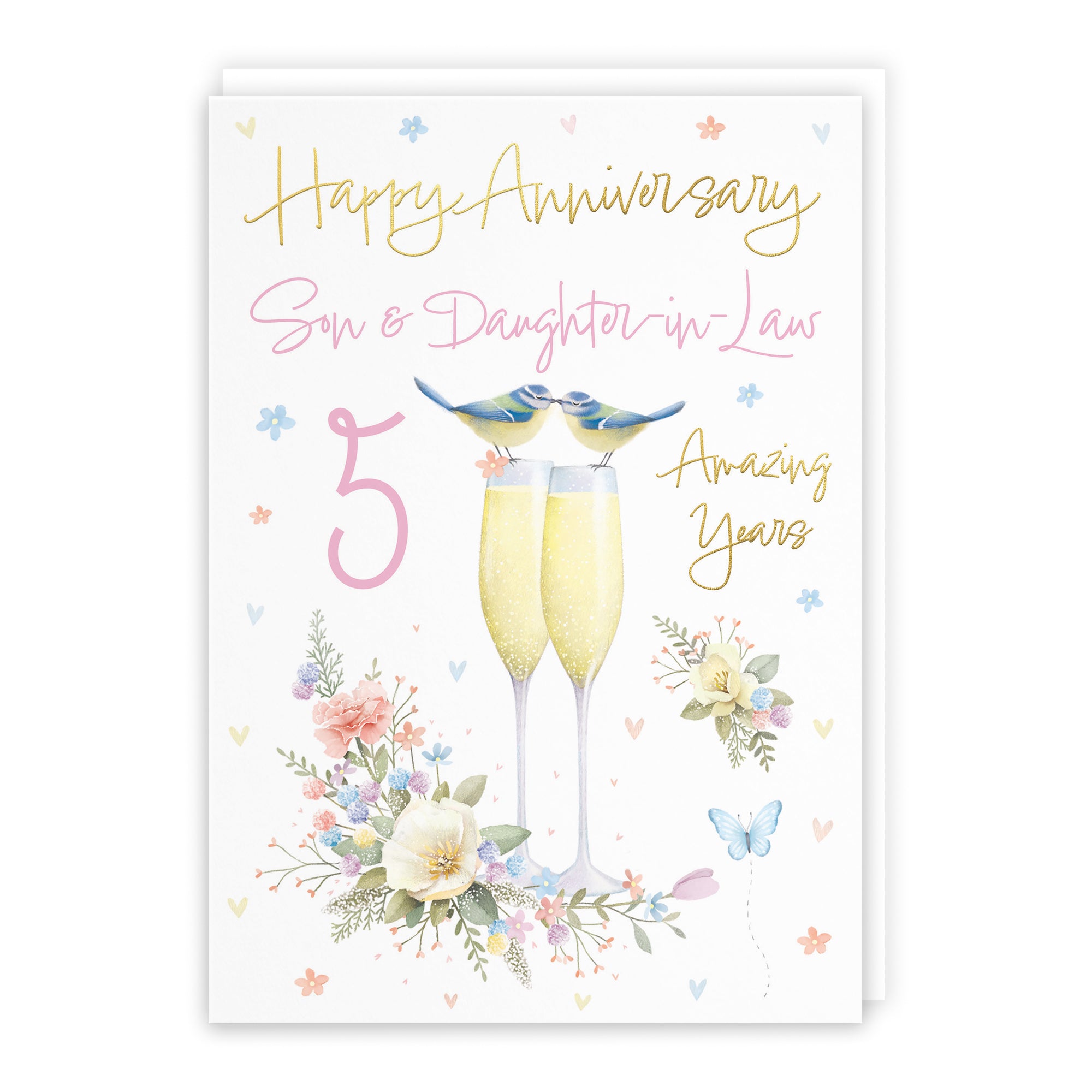 5th Son And Daughter-in-Law Anniversary Card Champagne Flutes Milo's Gallery