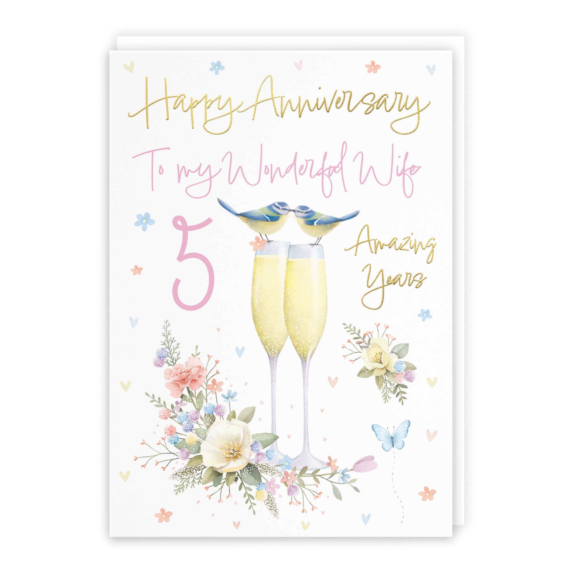 5th Wife Anniversary Card Champagne Flutes Milo's Gallery