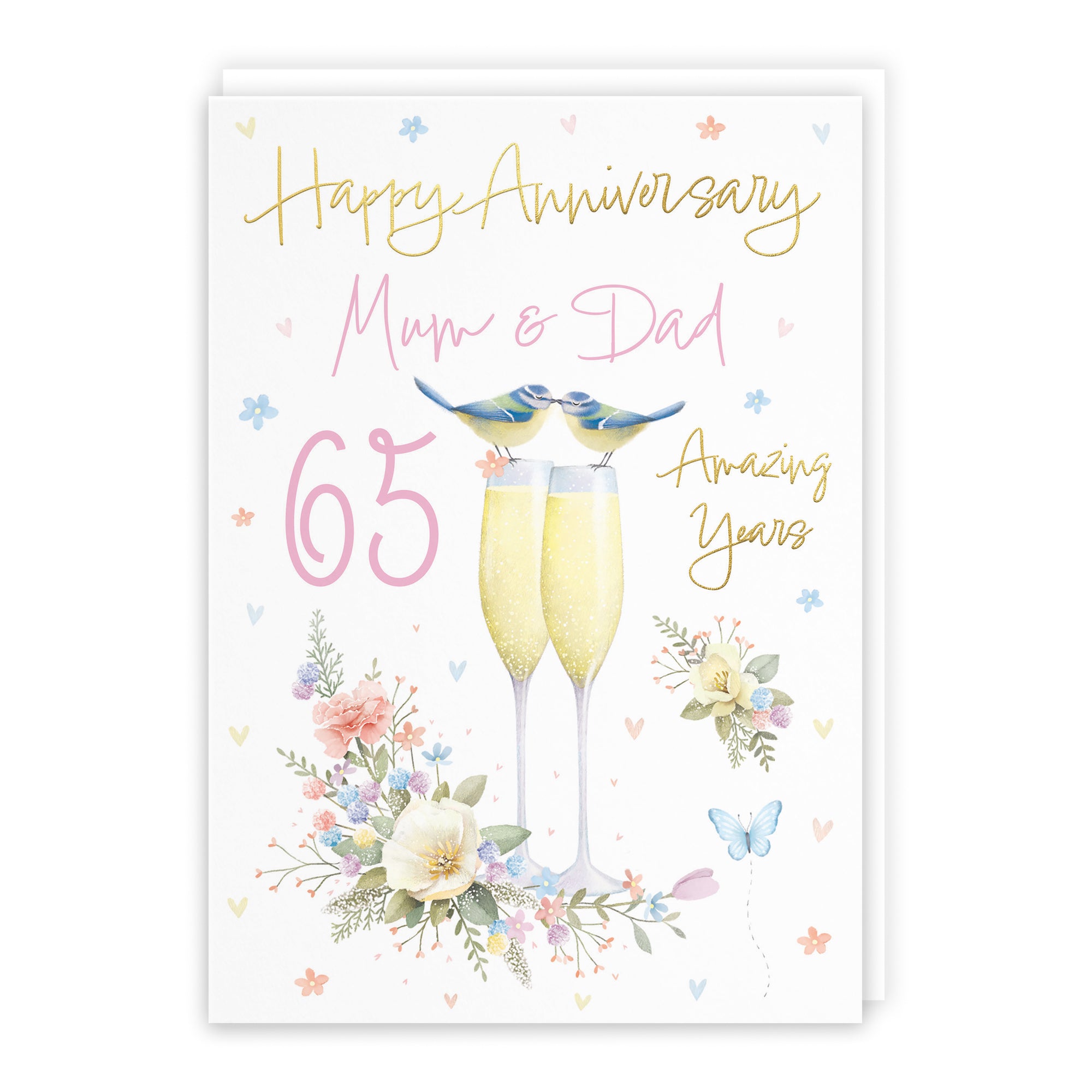 65th Mum And Dad Anniversary Card Champagne Flutes Milo's Gallery