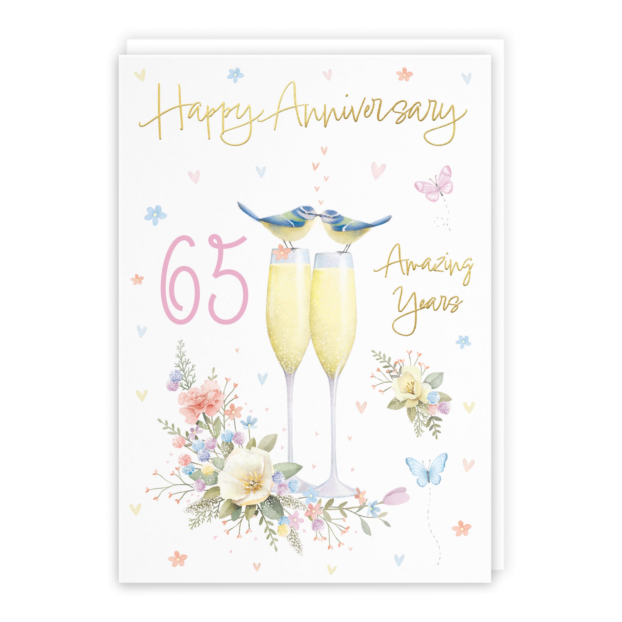 65th Anniversary Card Champagne Flutes Milo's Gallery
