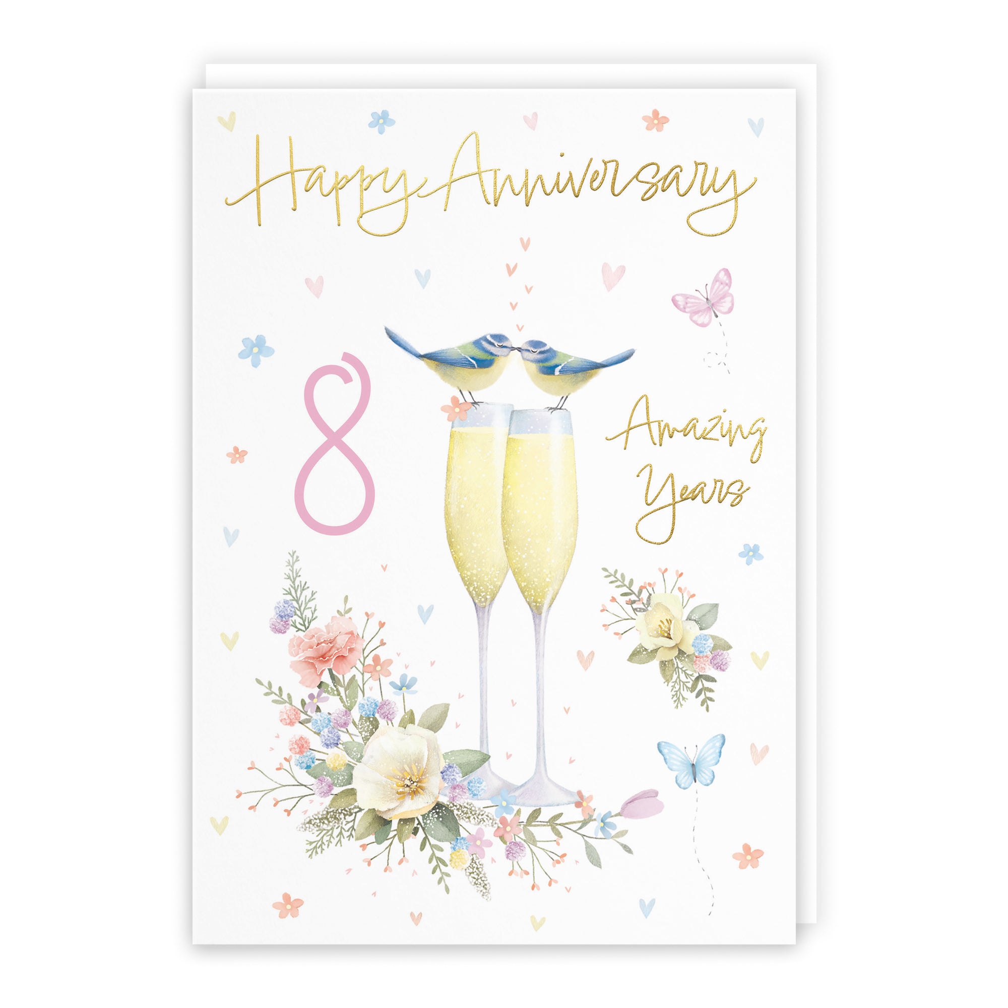 8th Anniversary Card Champagne Flutes Milo's Gallery