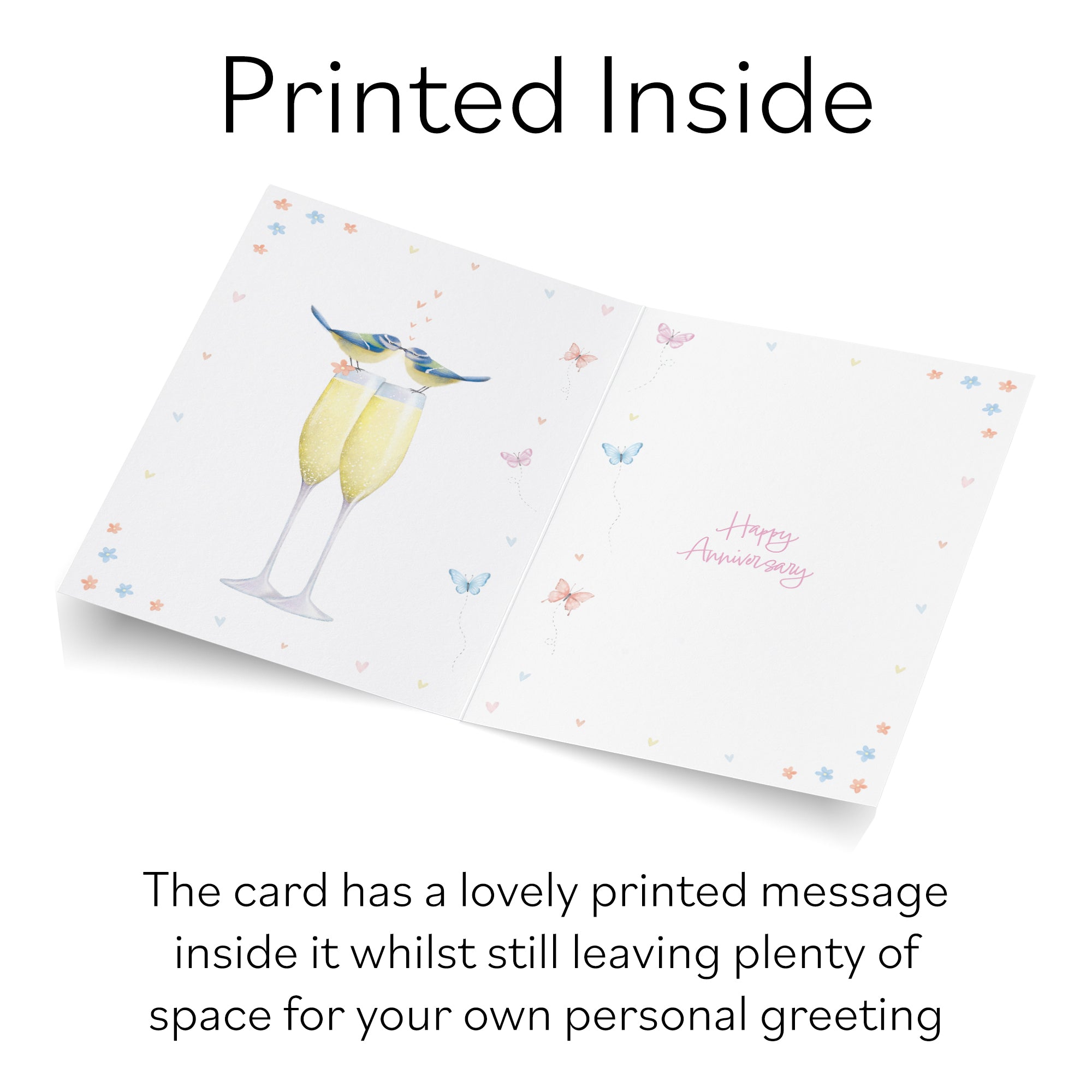 8th Anniversary Card Champagne Flutes Milo's Gallery