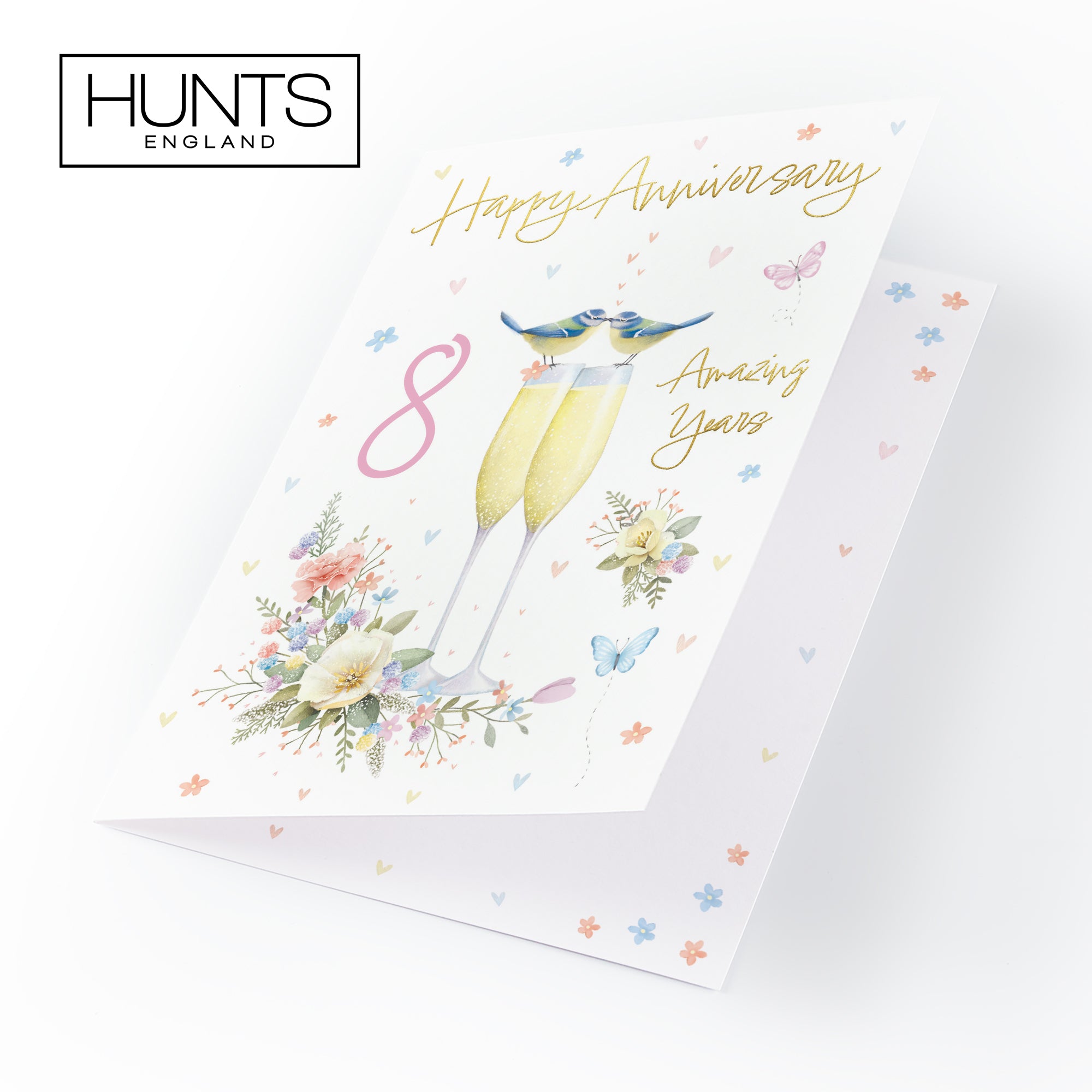 8th Anniversary Card Champagne Flutes Milo's Gallery