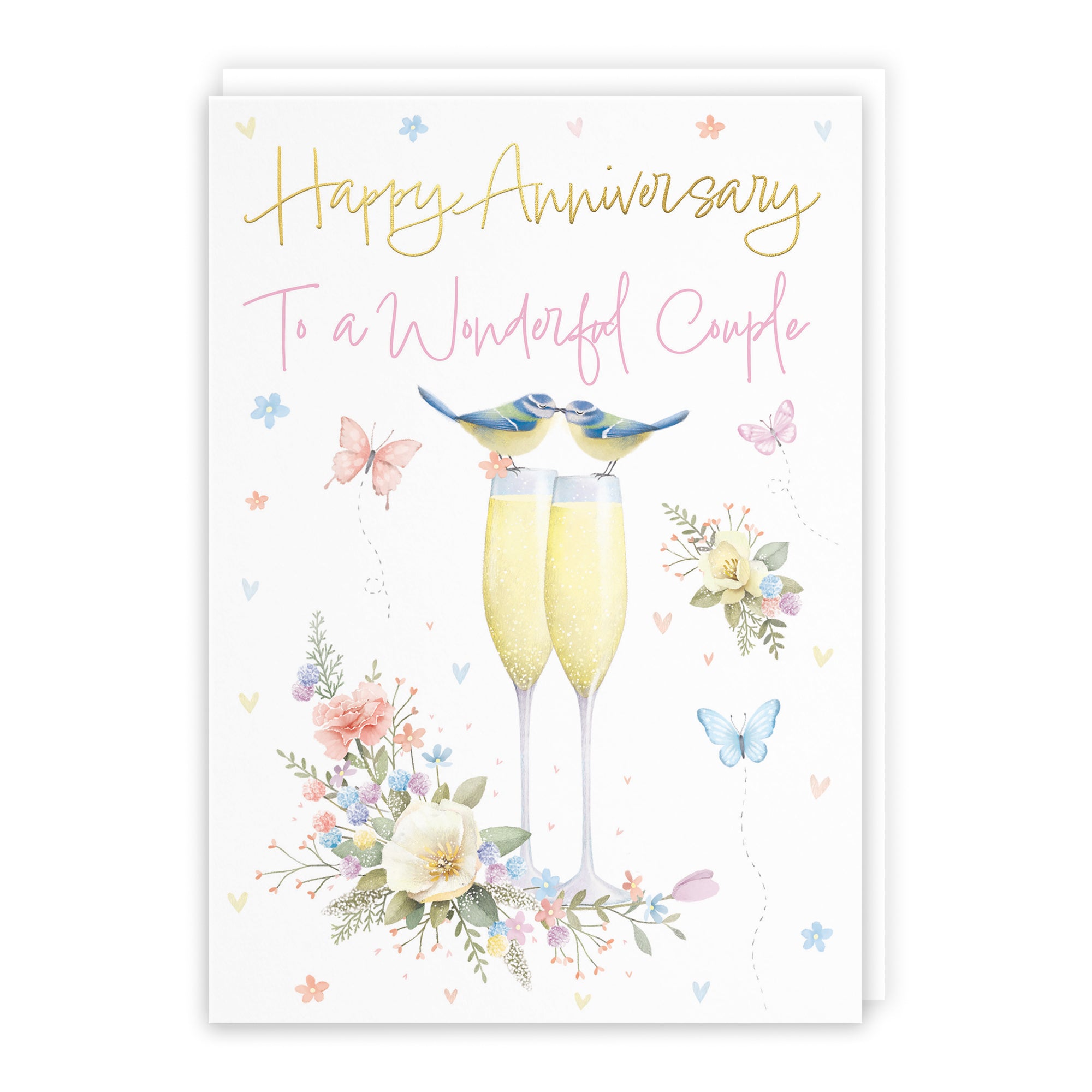 Couple Anniversary Card Champagne Flutes Milo's Gallery