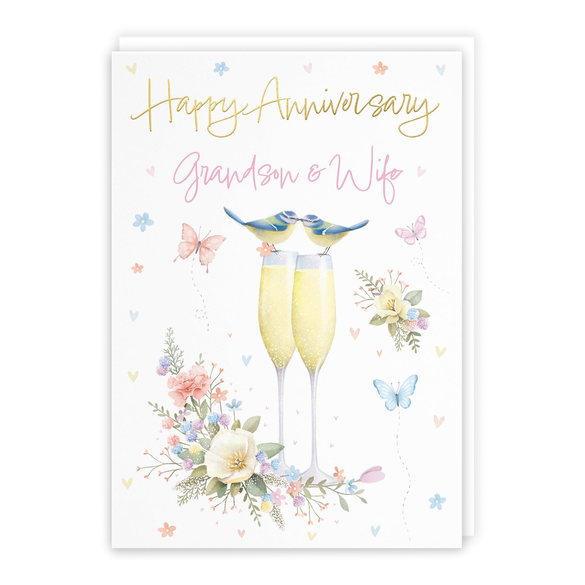 Grandson And Wife Anniversary Card Champagne Flutes Milo's Gallery