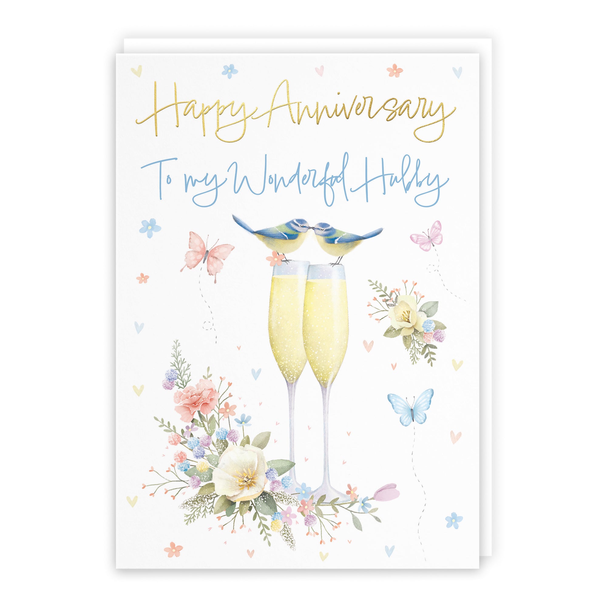 Hubby Anniversary Card Champagne Flutes Milo's Gallery