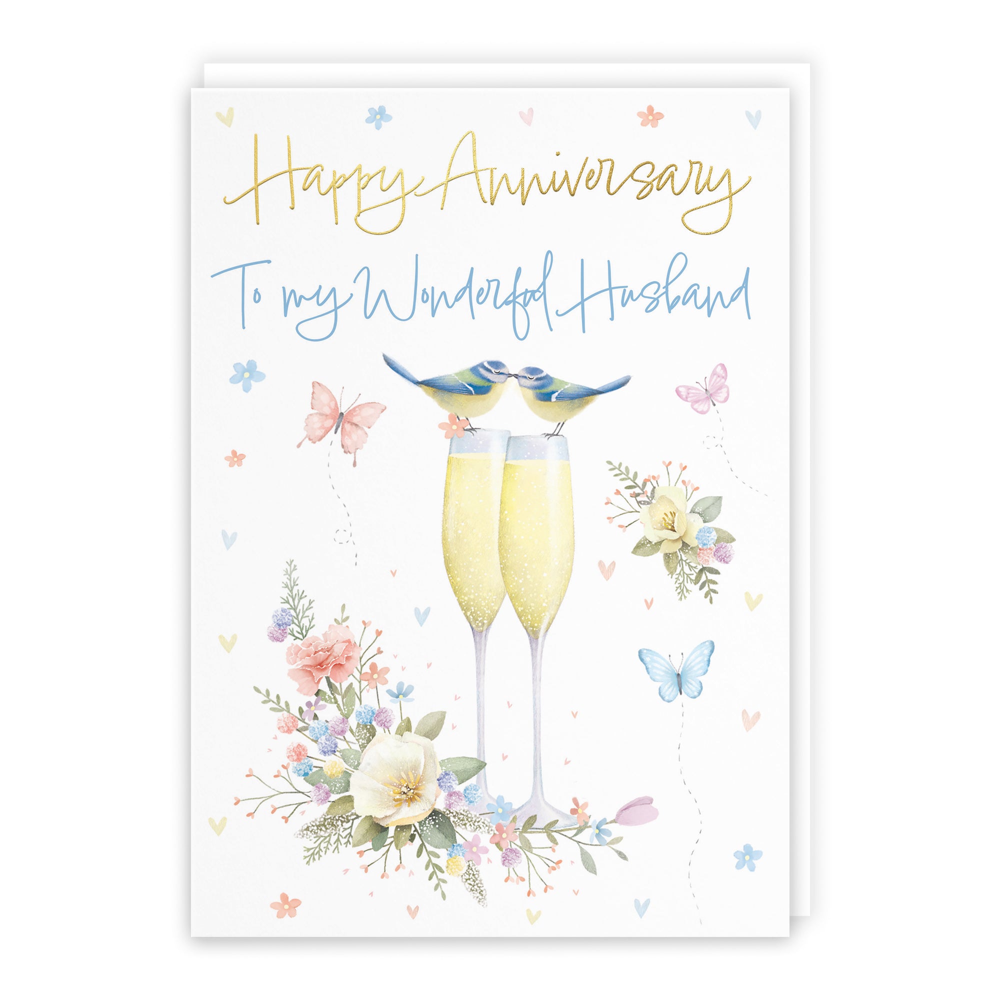 Husband Anniversary Card Champagne Flutes Milo's Gallery