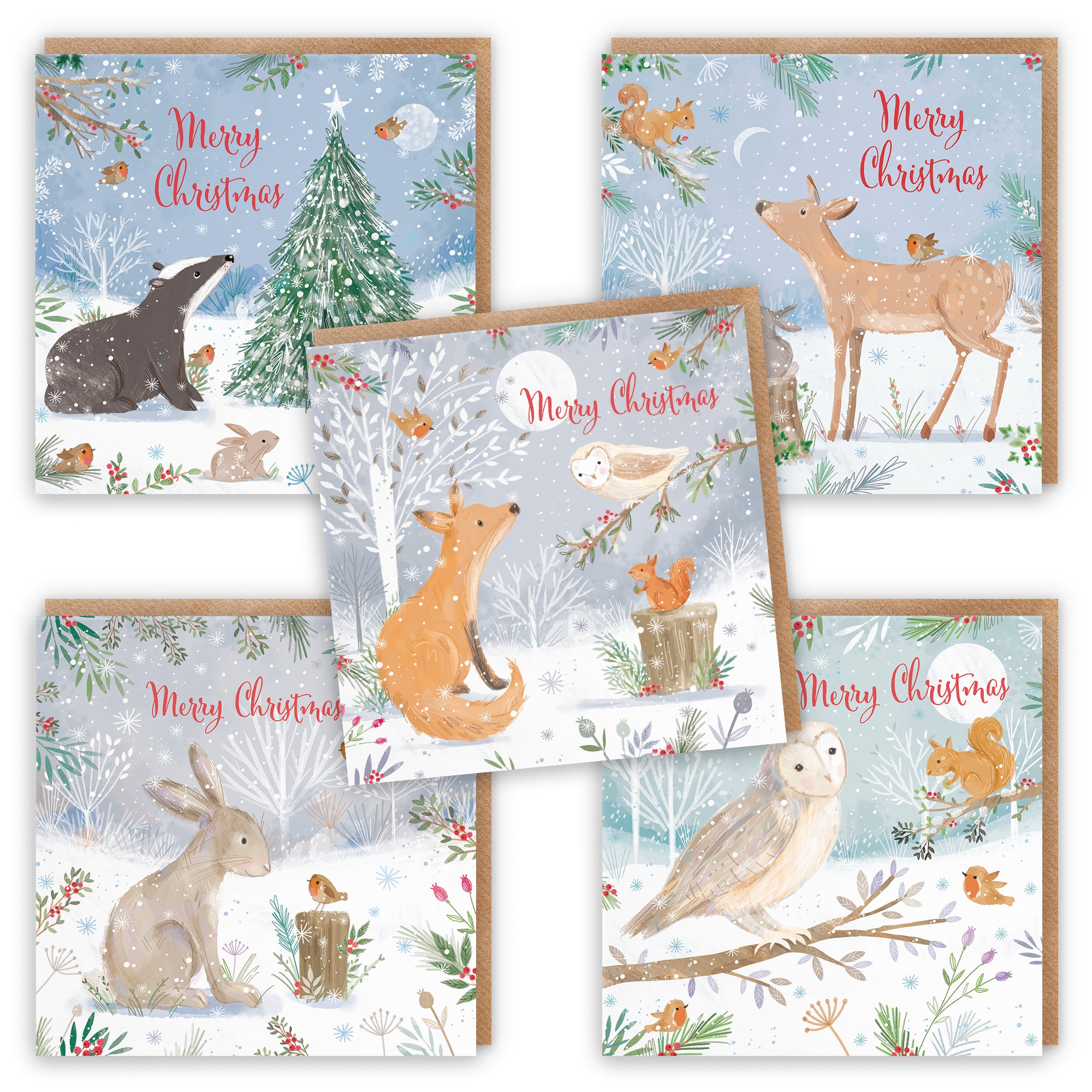 Merry Christmas Family Fun Pack Of 10 Mixed Cards Nature's Treasures
